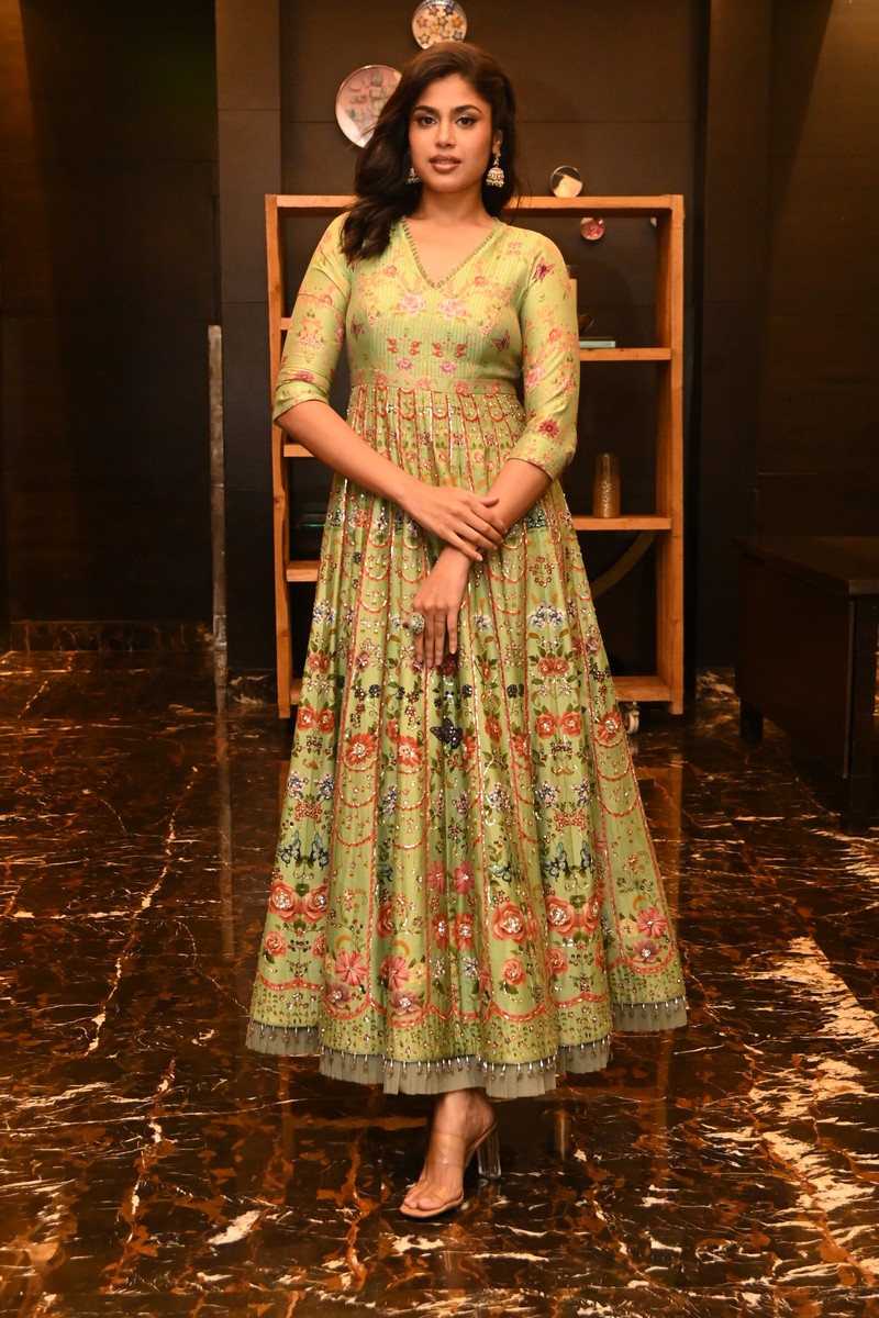 Faria Abdullah vibrant floral gown garden theme stylish appearance