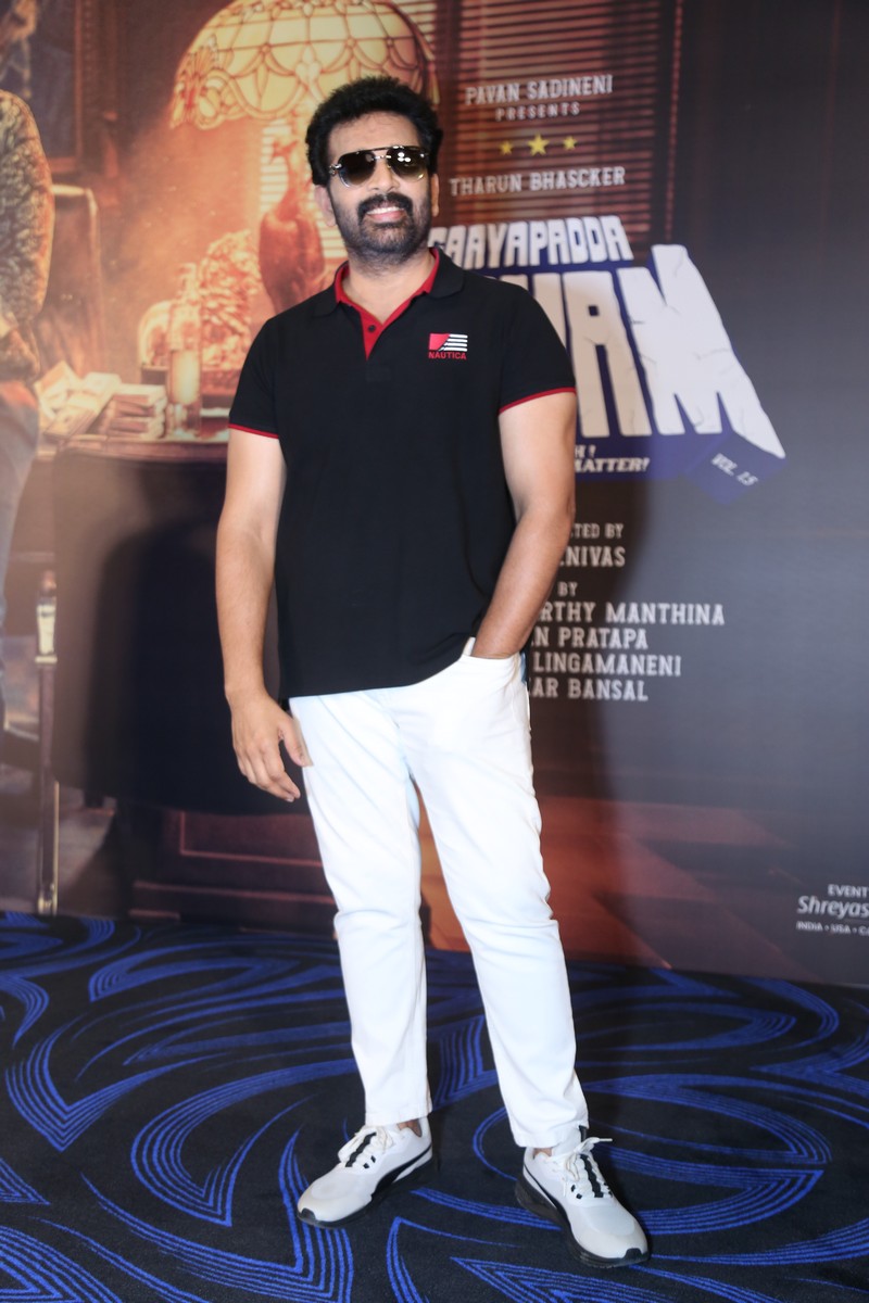 JD Chakravarthy posing for media at press meet