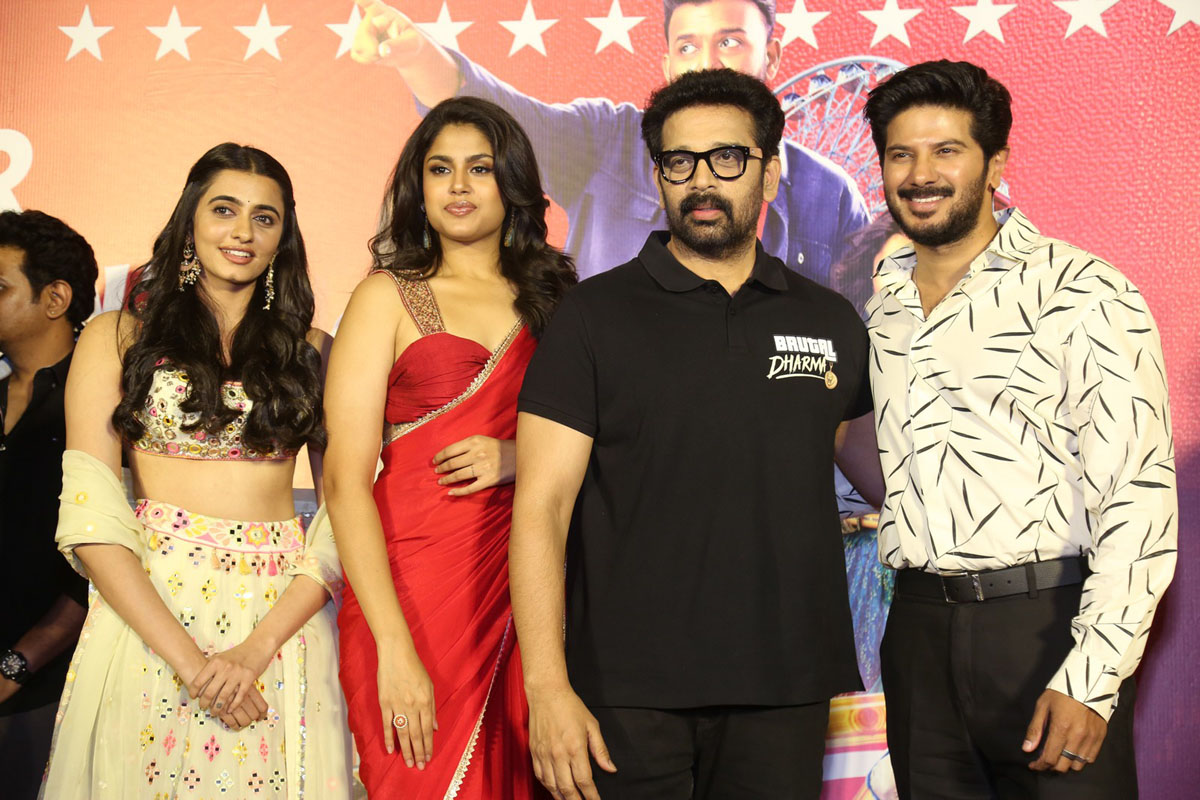 Maanasa Faria JD Chakravarthy Dulquer Salmaan posing