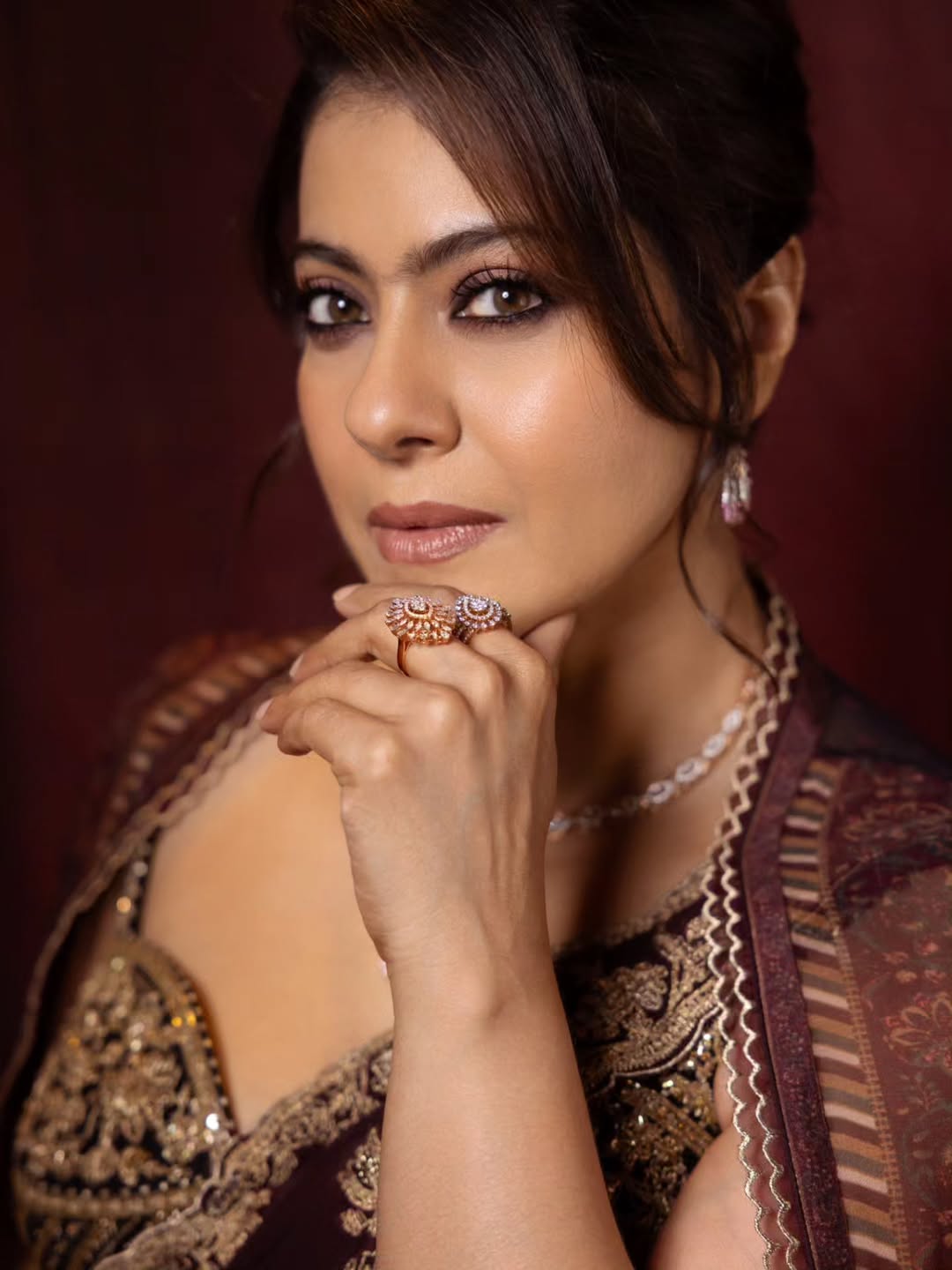 Kajol traditional saree textured embroidery outfit