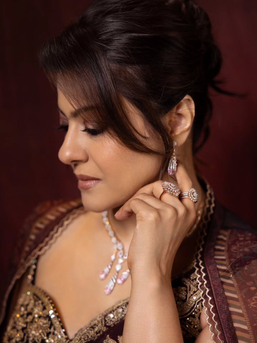 Kajol heritage saree rich tones design