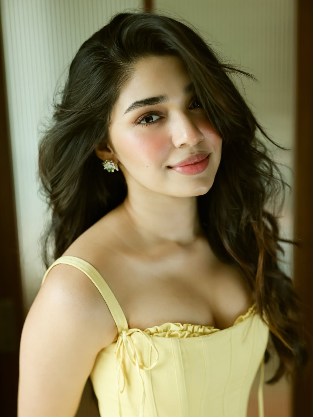 Krithi Shetty yellow outfit radiant sunshine elegant look