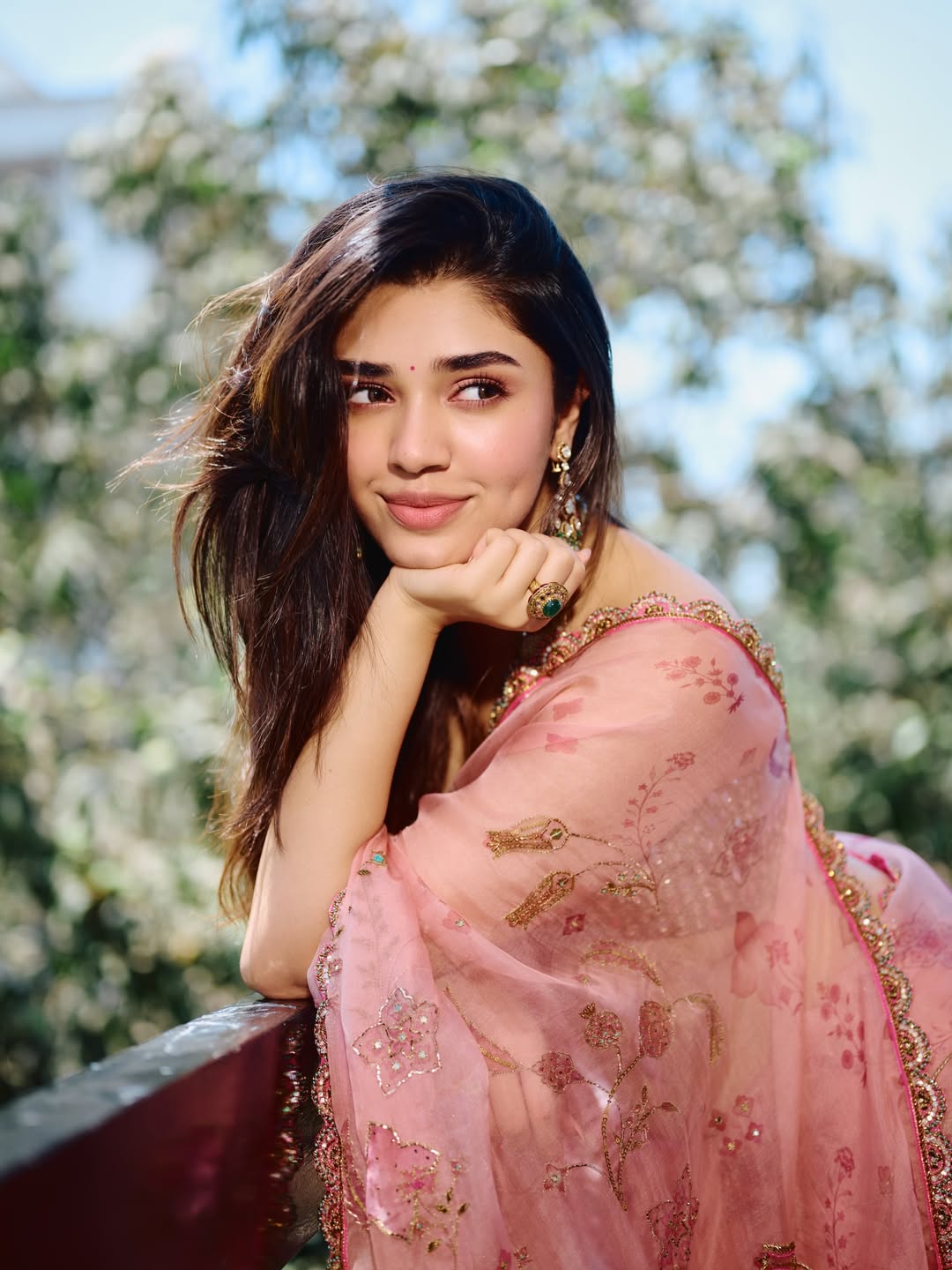 Krithi Shetty chic traditional outfit elegant confident pose