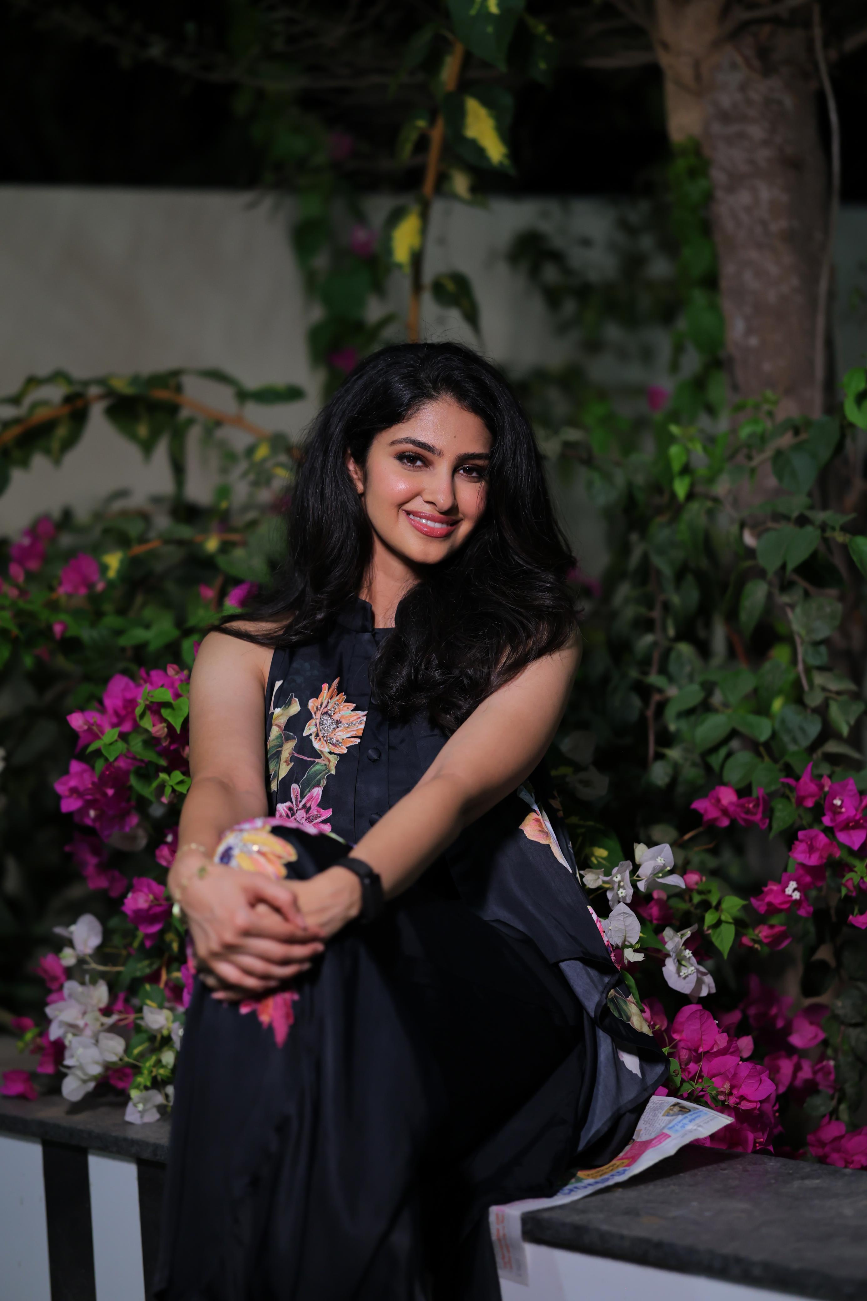 Manasa Varanasi elegant floral dress stylish garden look