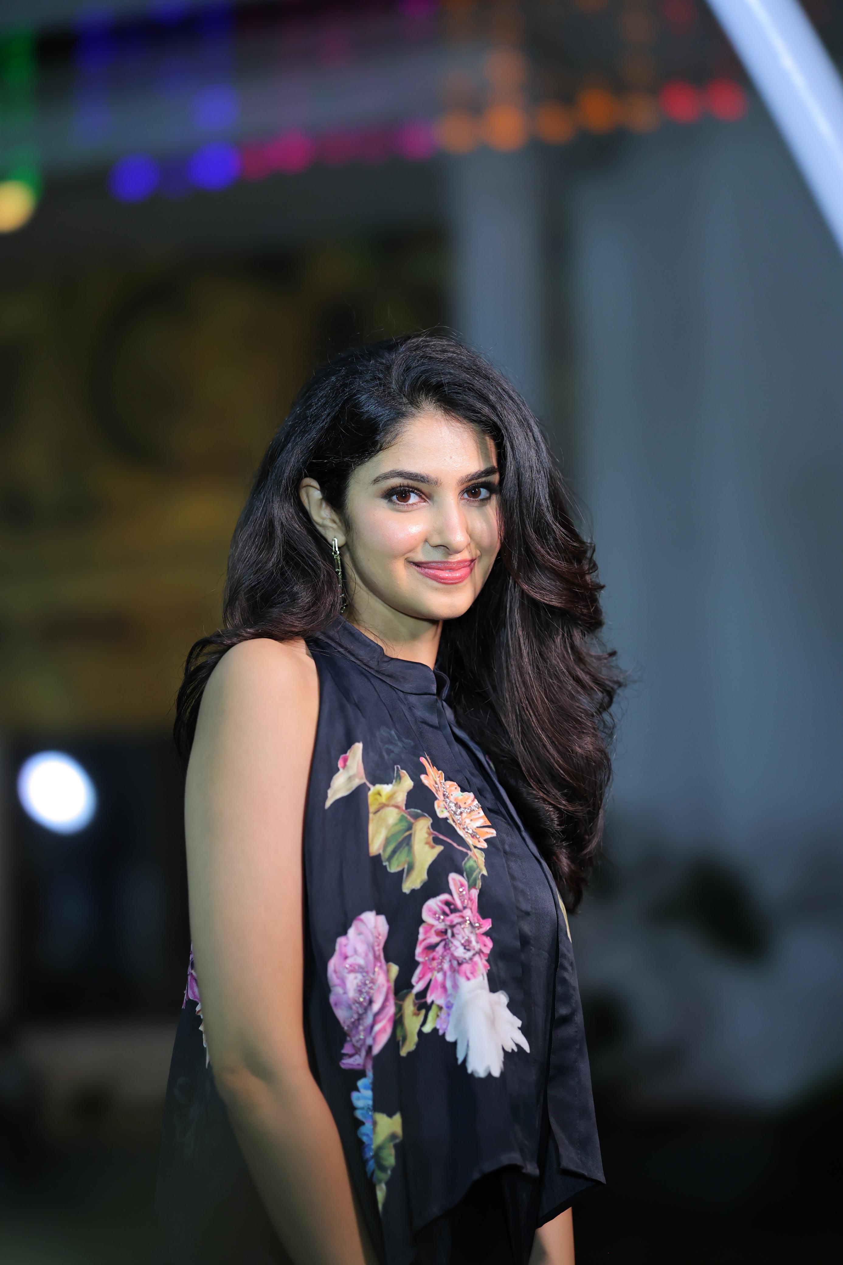 Manasa Varanasi floral outfit stylish playful candid look