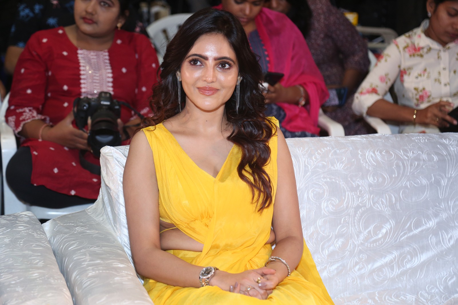 Athulya Ravi seated at Mr X press meet