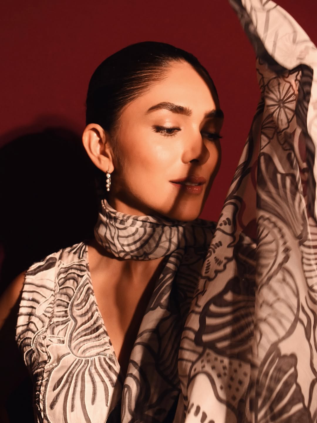 Mrunal Thakur artistic monochrome outfit editorial look