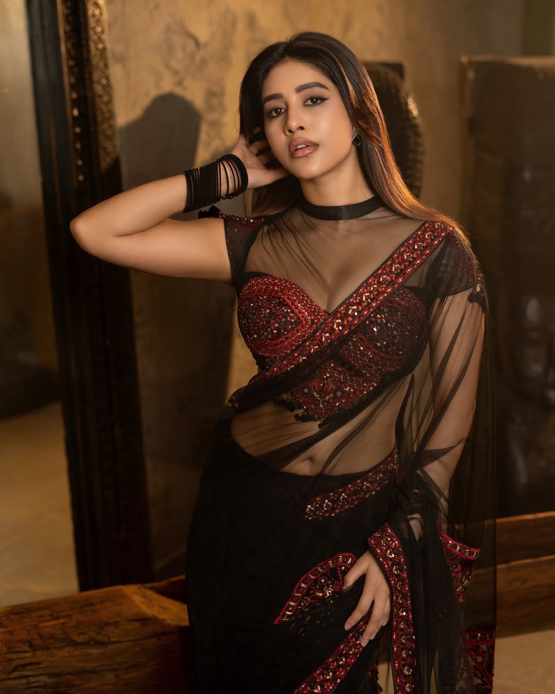 Nabha Natesh bold black red stylish look