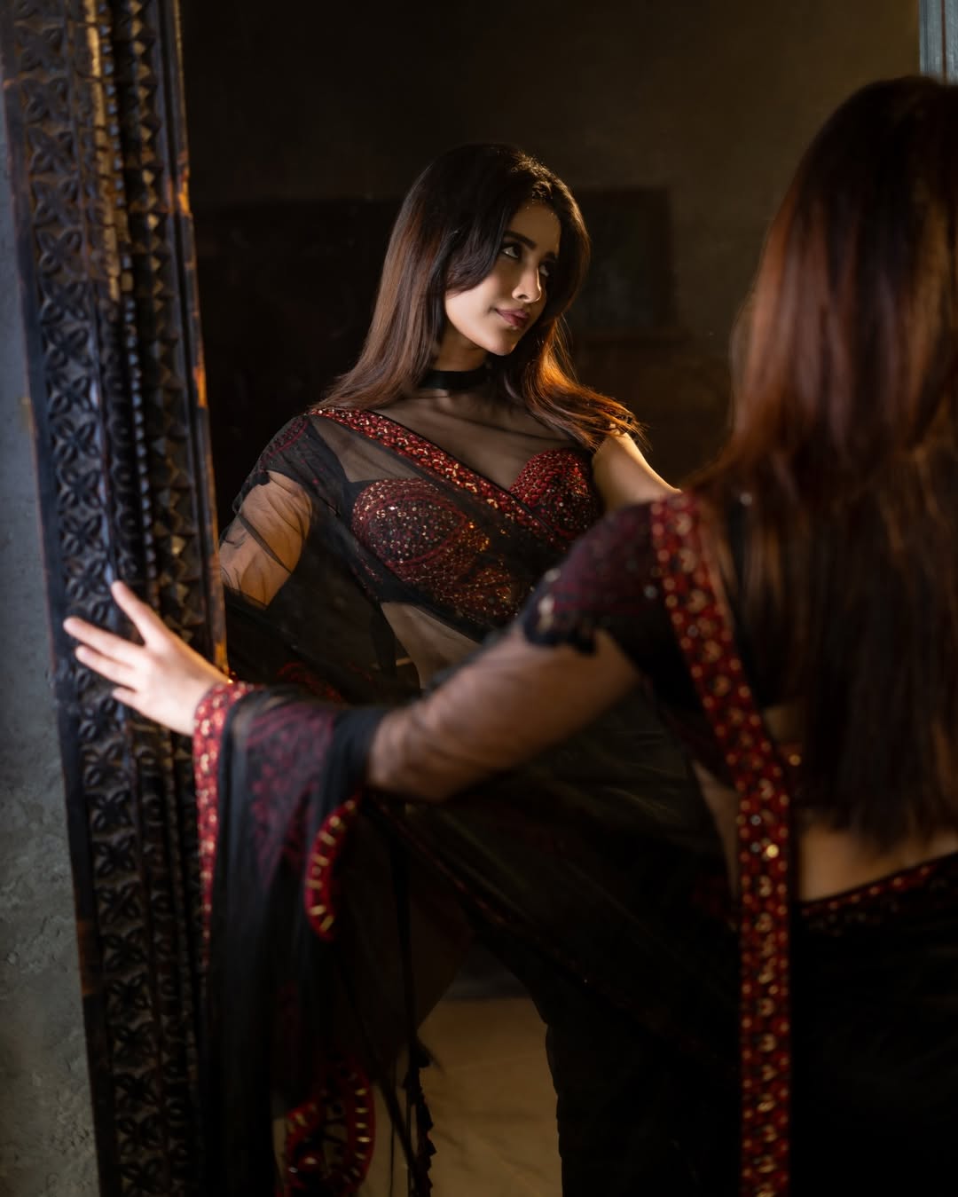 Nabha Natesh confident glamorous mirror pose