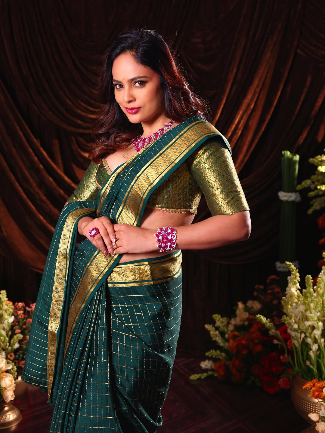 Nandita Swetha classic saree elegant festive style