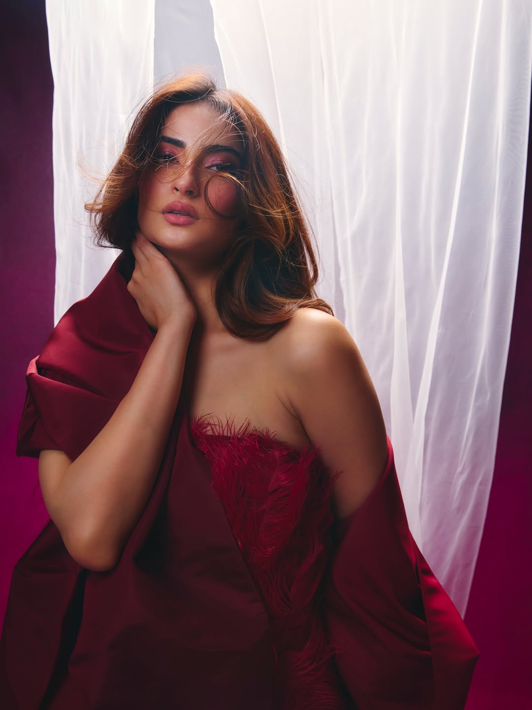 Palak Tiwari monochrome red fashion editorial