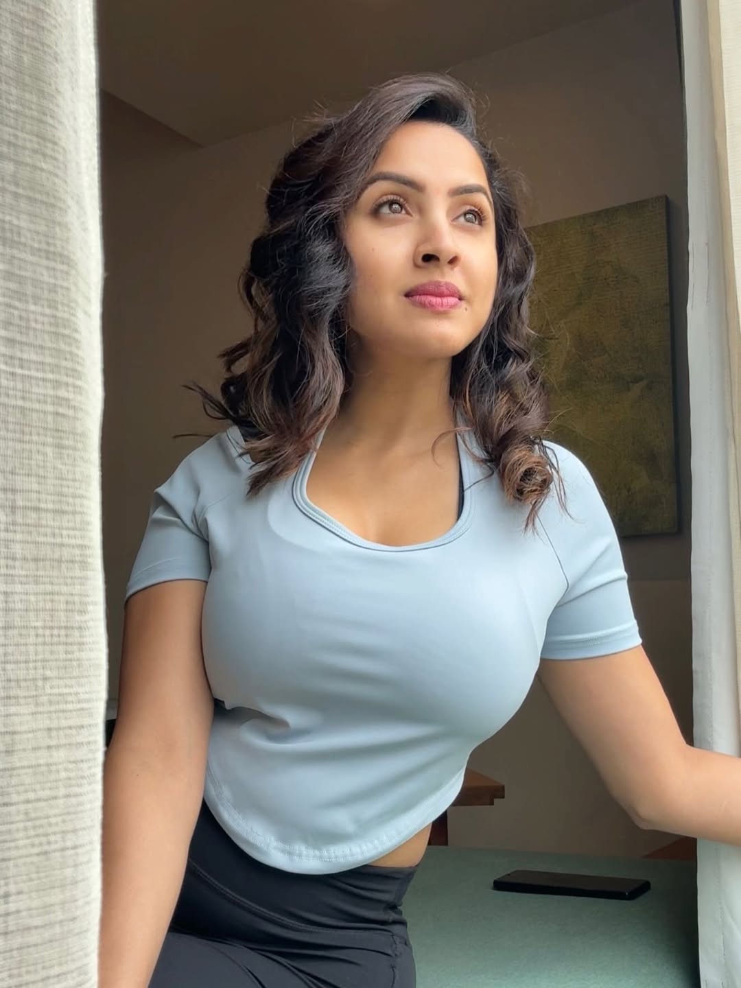 Priyanka Kholgade stylish athleisure outfit yoga pose