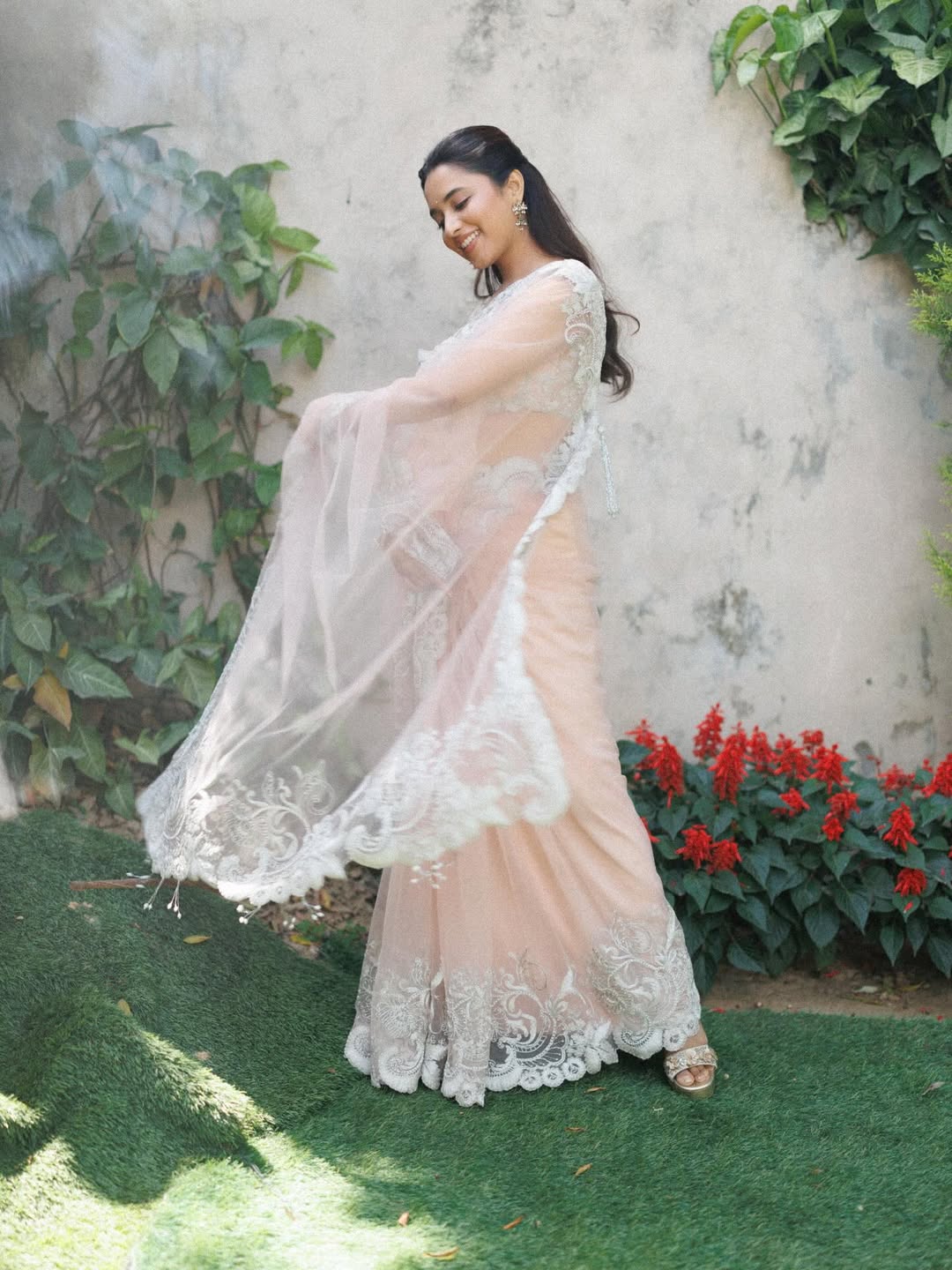 Priyanka Mohan spinning lace outfit modern elegant style