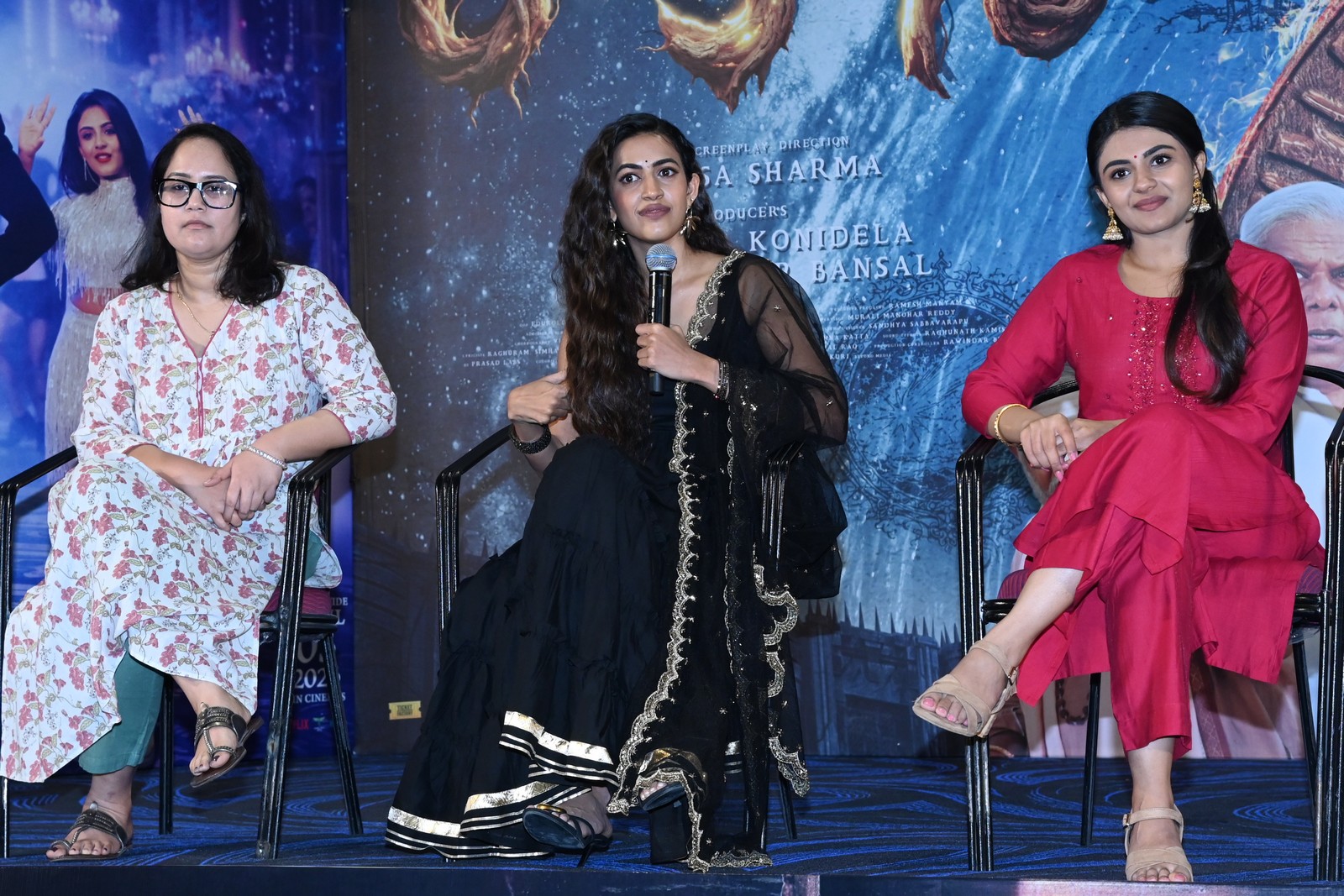 Niharika Konidela answering media questions press meet