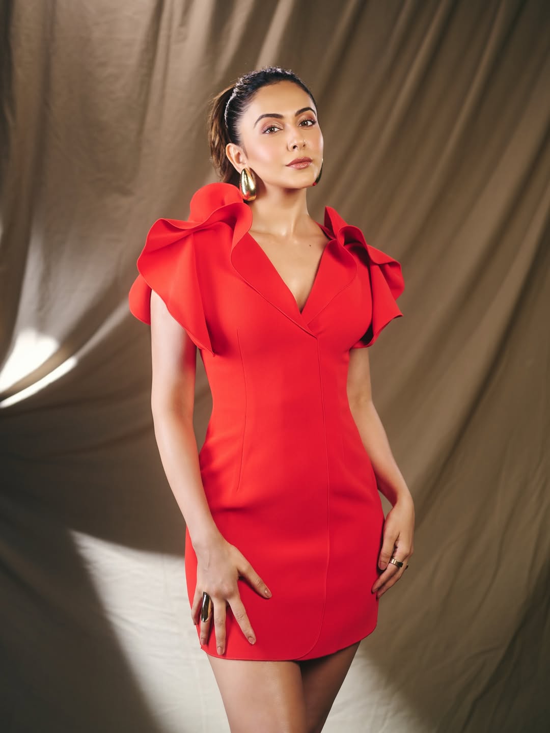 Rakul Preet Singh in dramatic red outfit look