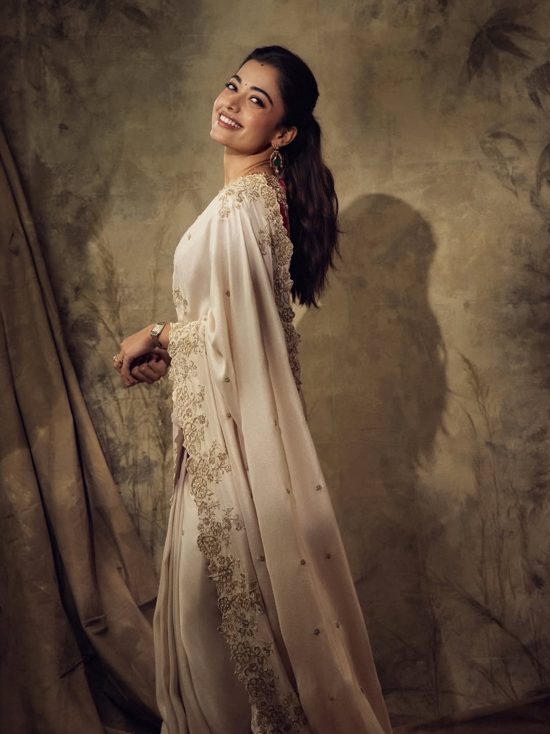 Rashmika Mandanna in elegant saree with playful charm