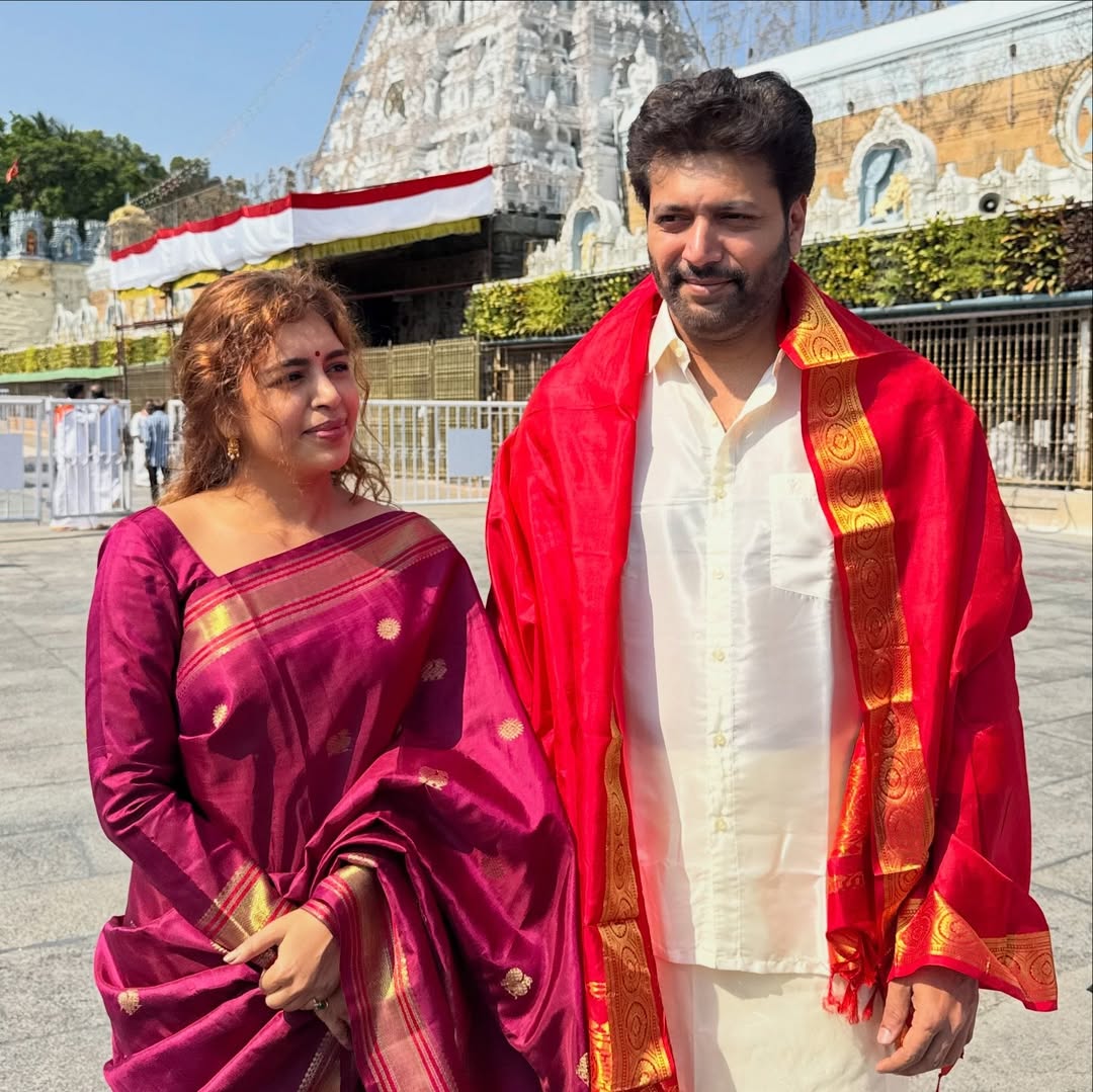 Ravi Mohan and Keneesha at Tirupati