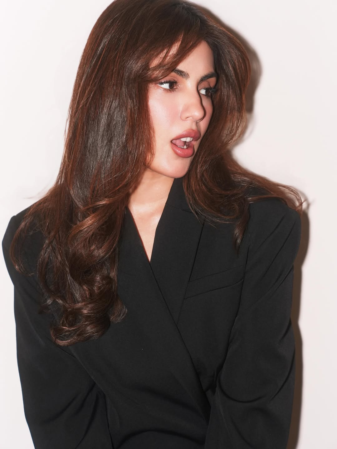 Rhea Chakraborty chic black blazer stylish statement