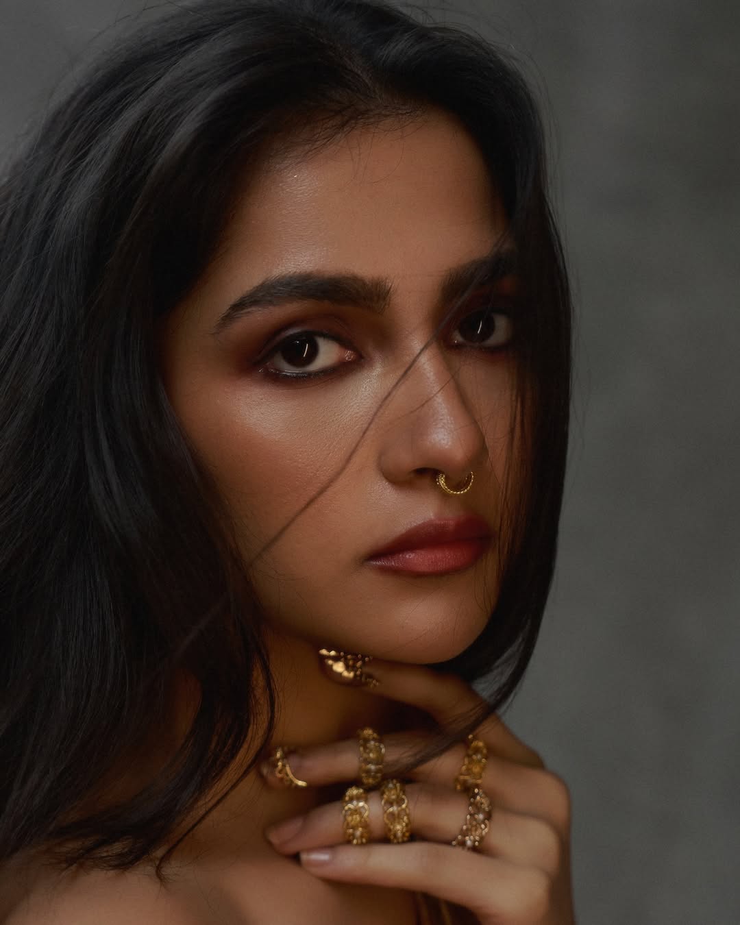 Rukmini Vasanth gold fusion fashion modern style look