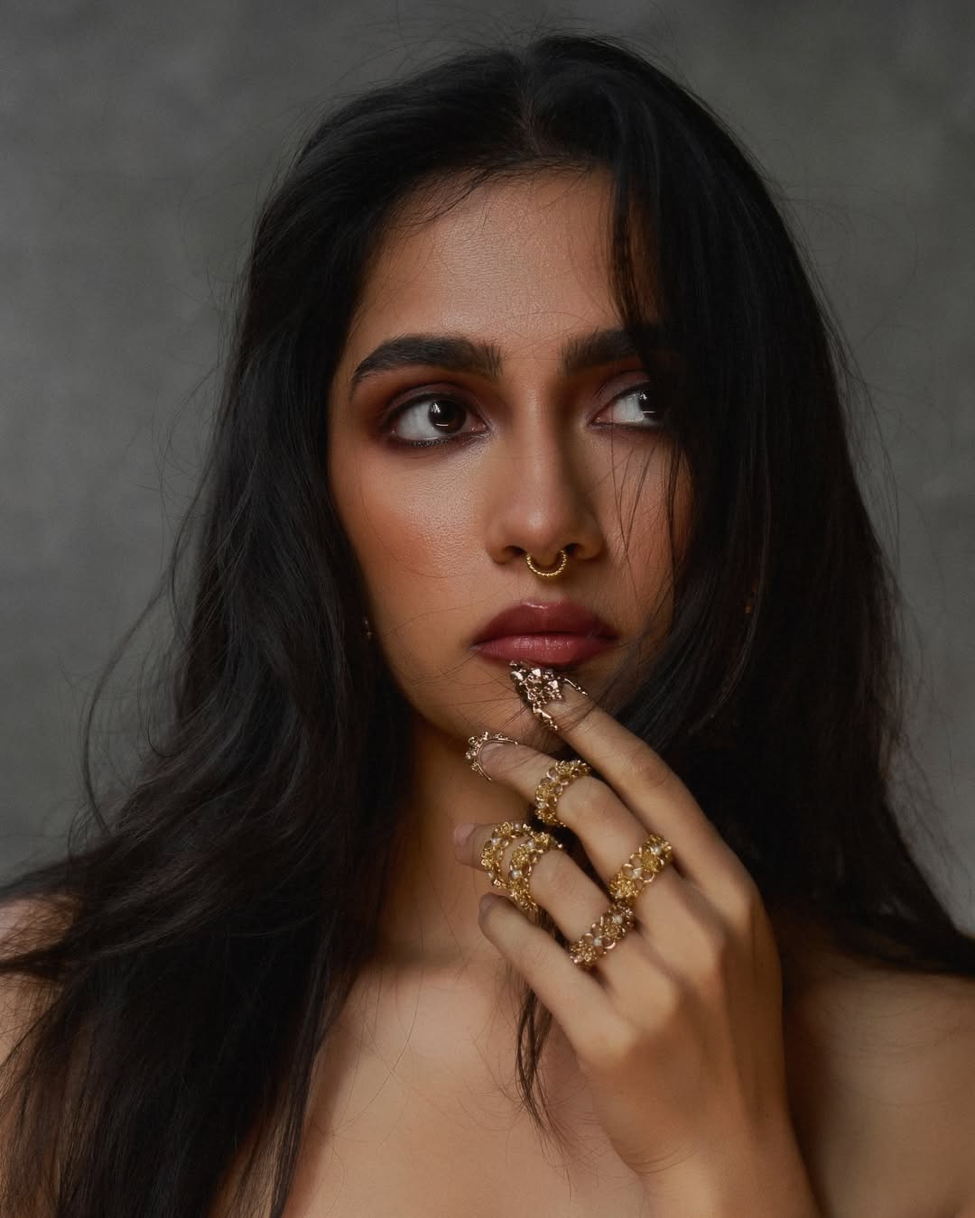 Rukmini Vasanth gold jewelry stylish iconic fashion look