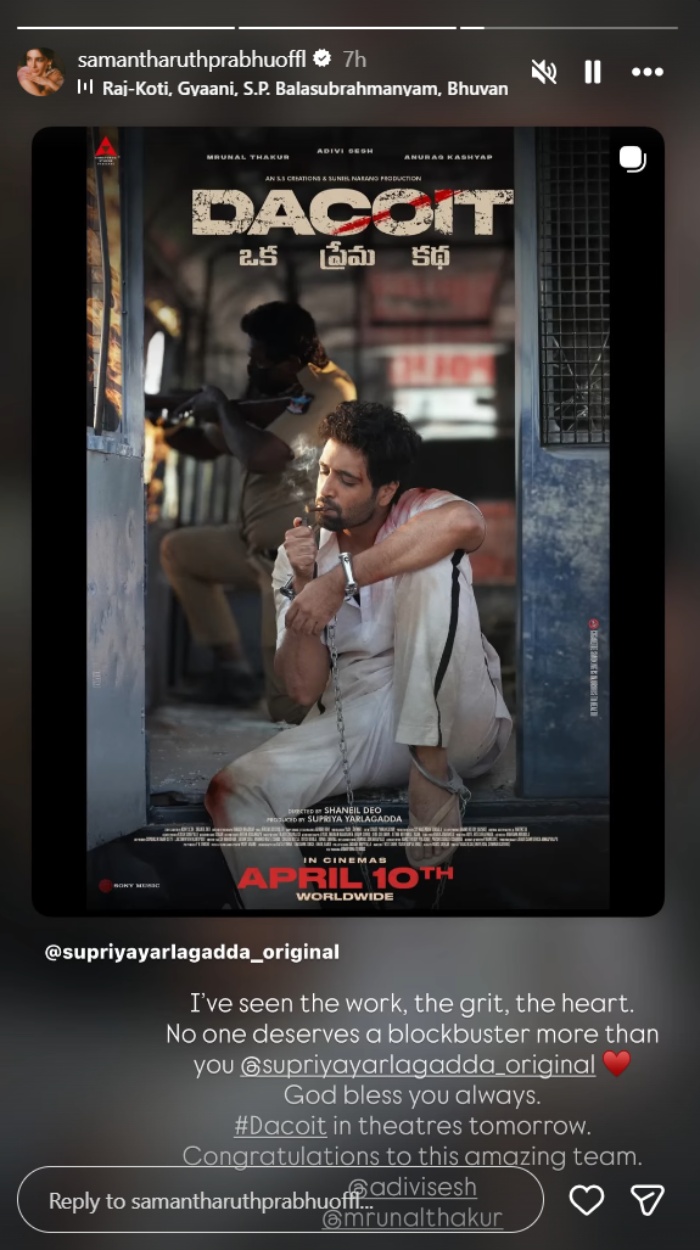 Samantha’s Support Adds Momentum to Dacoit