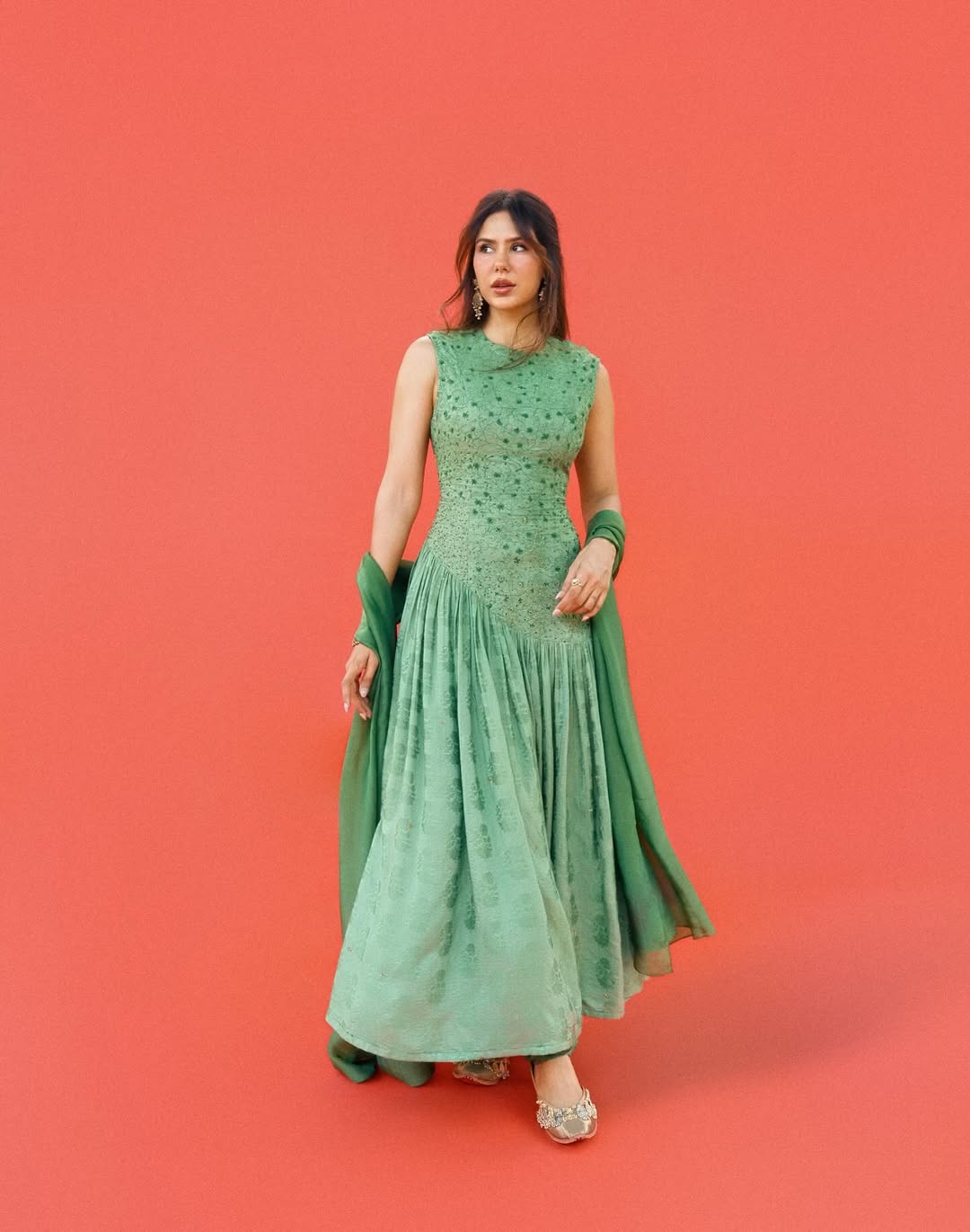 Sonam Bajwa green fashion bold elegant confident look