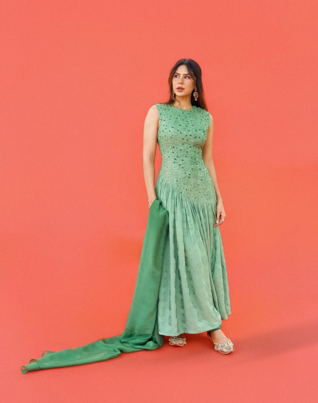 Sonam Bajwa green outfit stylish fun glamorous vibe