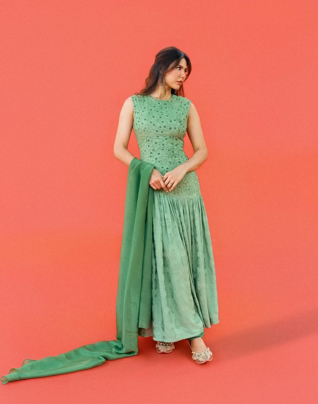 Sonam Bajwa mint green look classic elegant charm