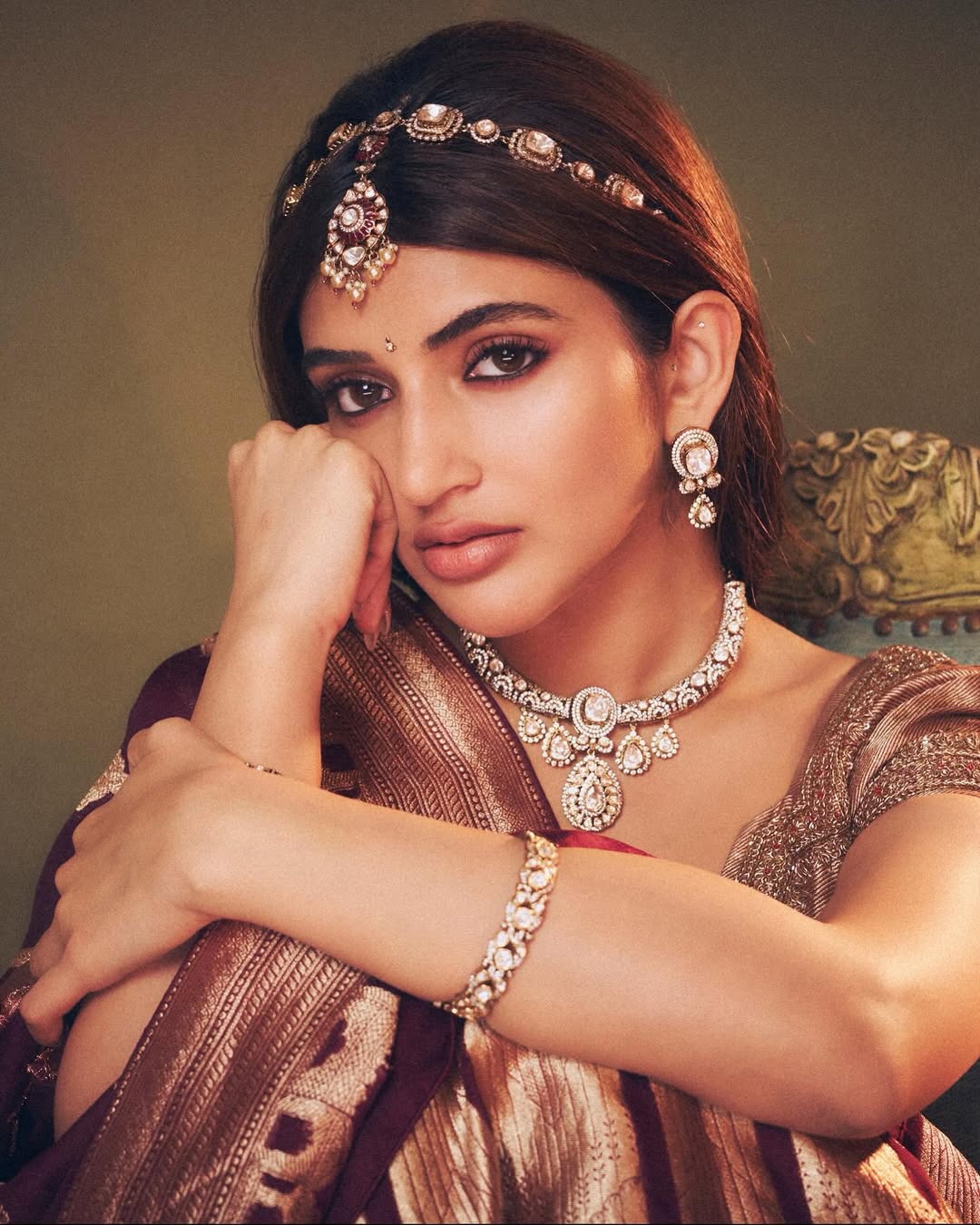 Sreeleela in elegant saree with sparkling diamond jewelry