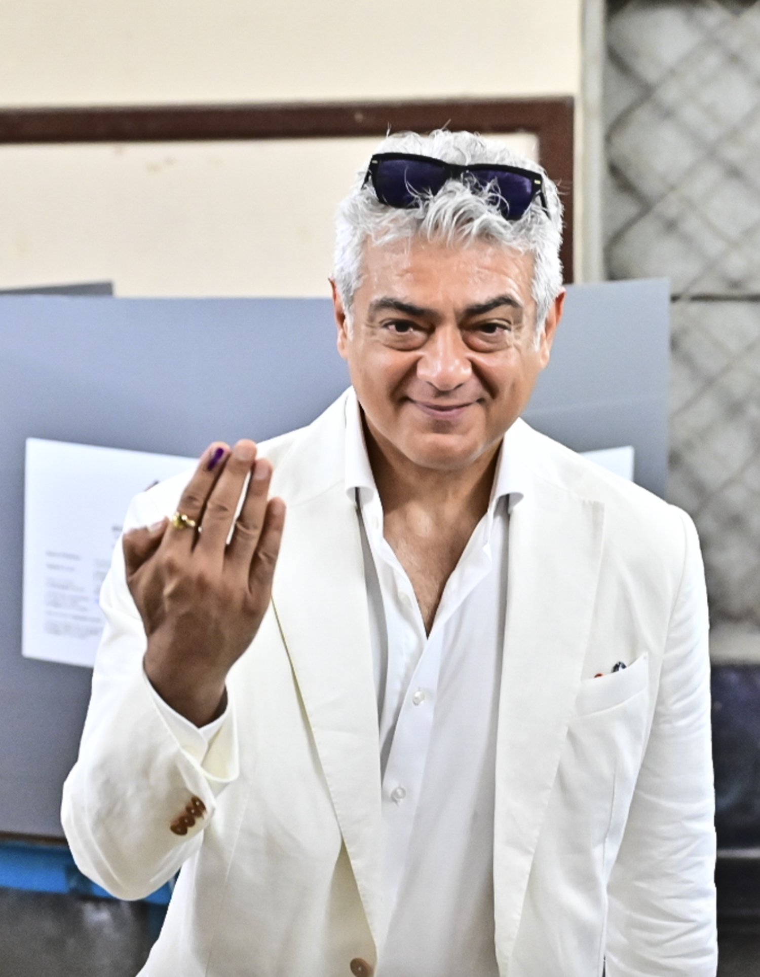 Ajith Kumar Spotted at Polling Booth