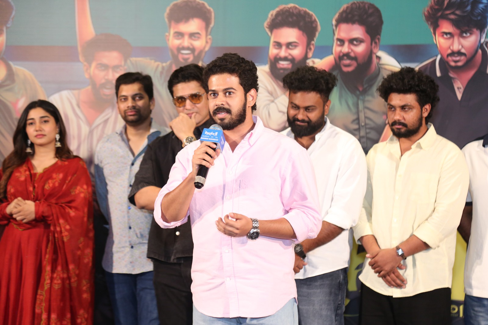 Deva Raj delivering speech at Vaazha 2 event