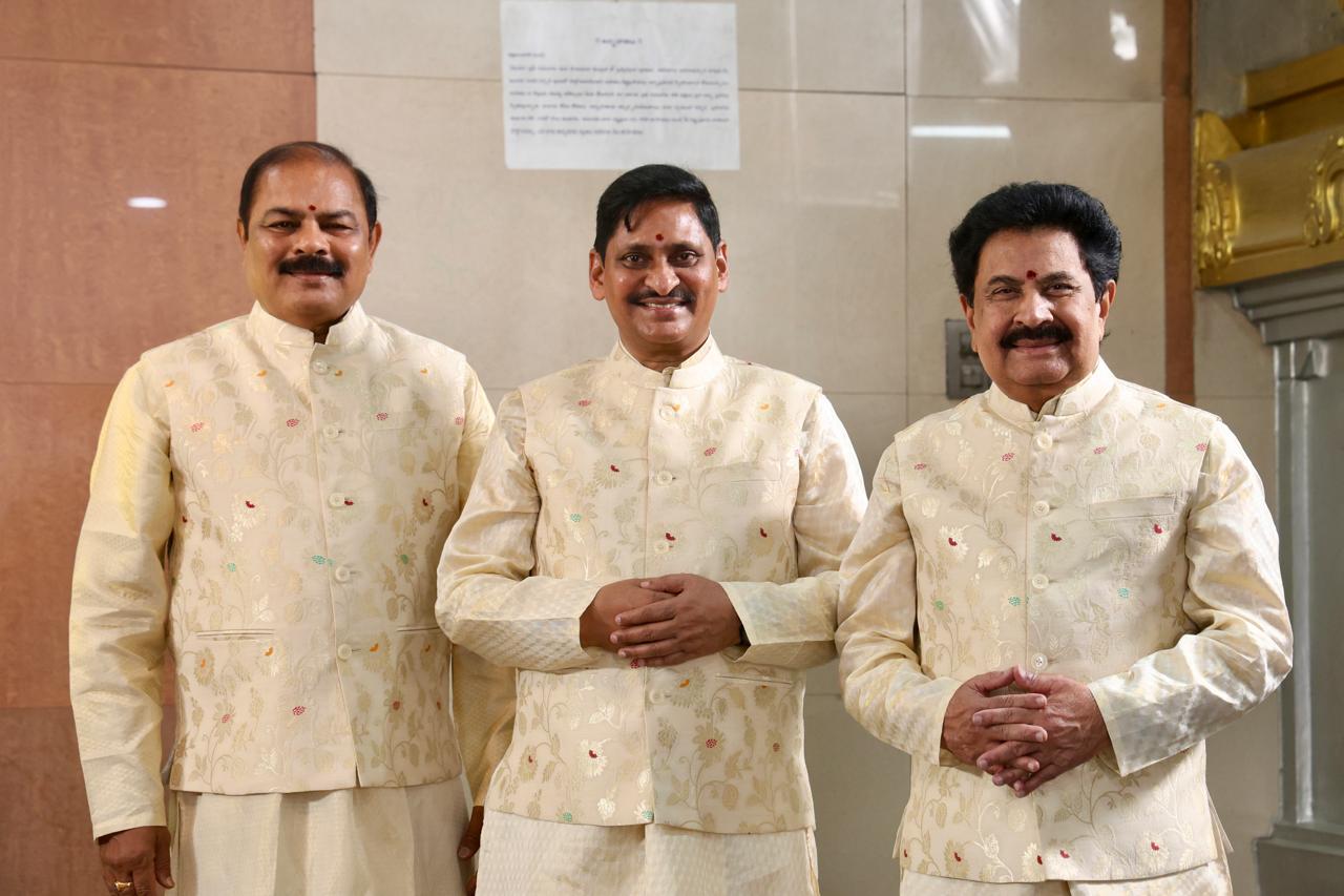 Vedavyas team performing banner pooja ceremony