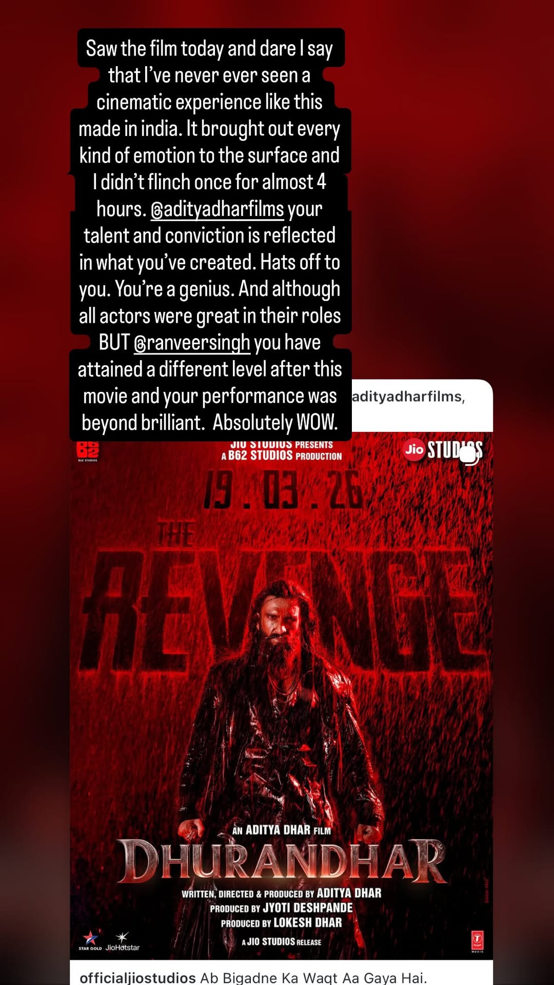 Virat Kohli’s Reaction: A Rare Cinematic Praise