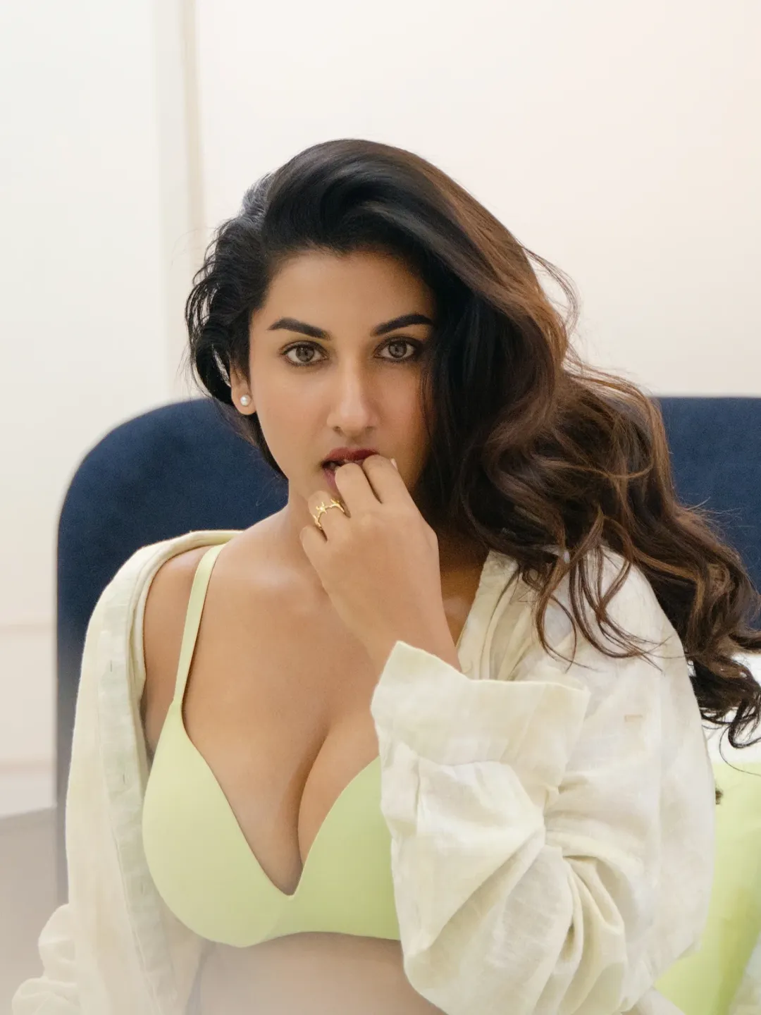 Vishnupriyaa Bhimeneni in a relaxed setting with a calm and elegant expression