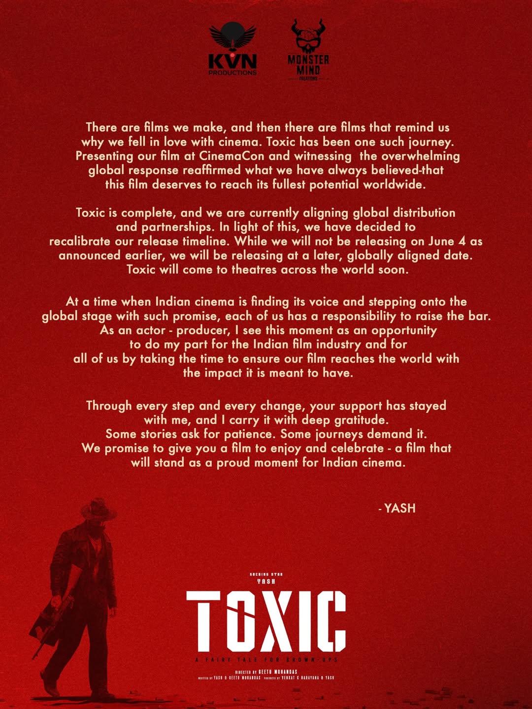 ‘Toxic’ Release Postponed: Yash Confirms Major Update