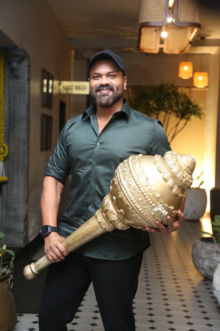Manchu Manoj with golden scepter and stylish outfit