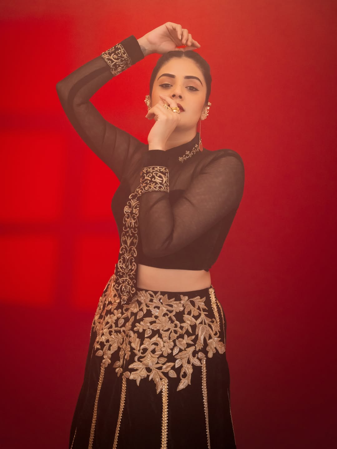 Sreemukhi stylish contemporary ethnic wear photos