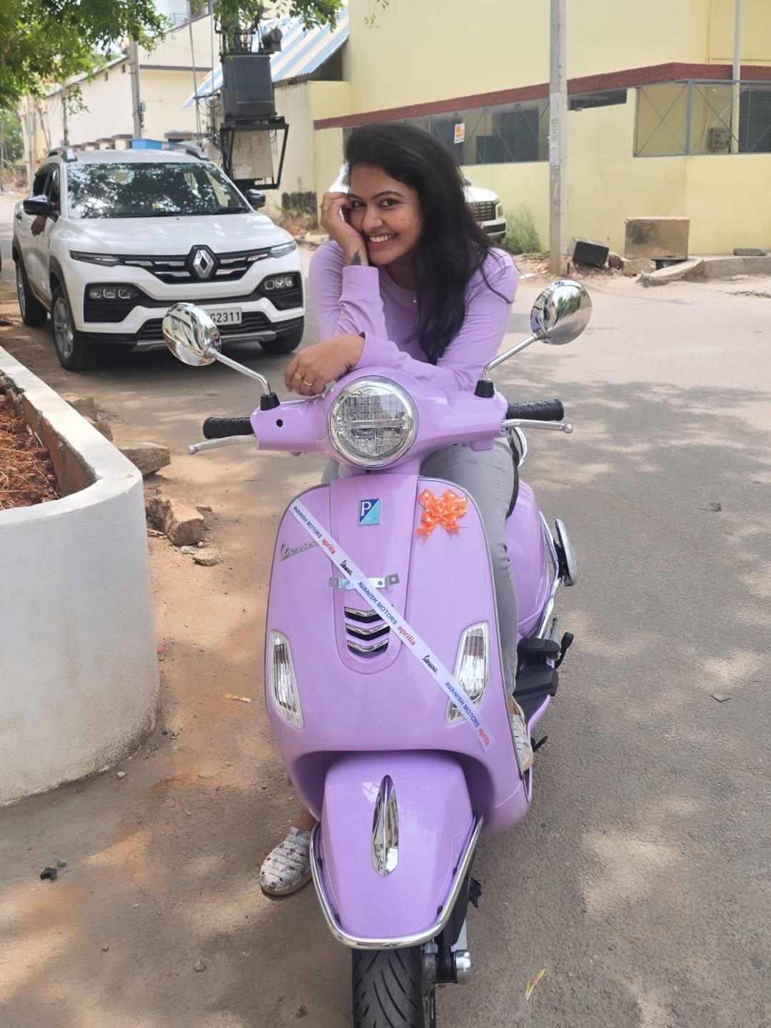 Actress Rachitha Mahalakshmi Bought New Vespa Scooter and Ask Suggest a Name For it Photos Goes Trending