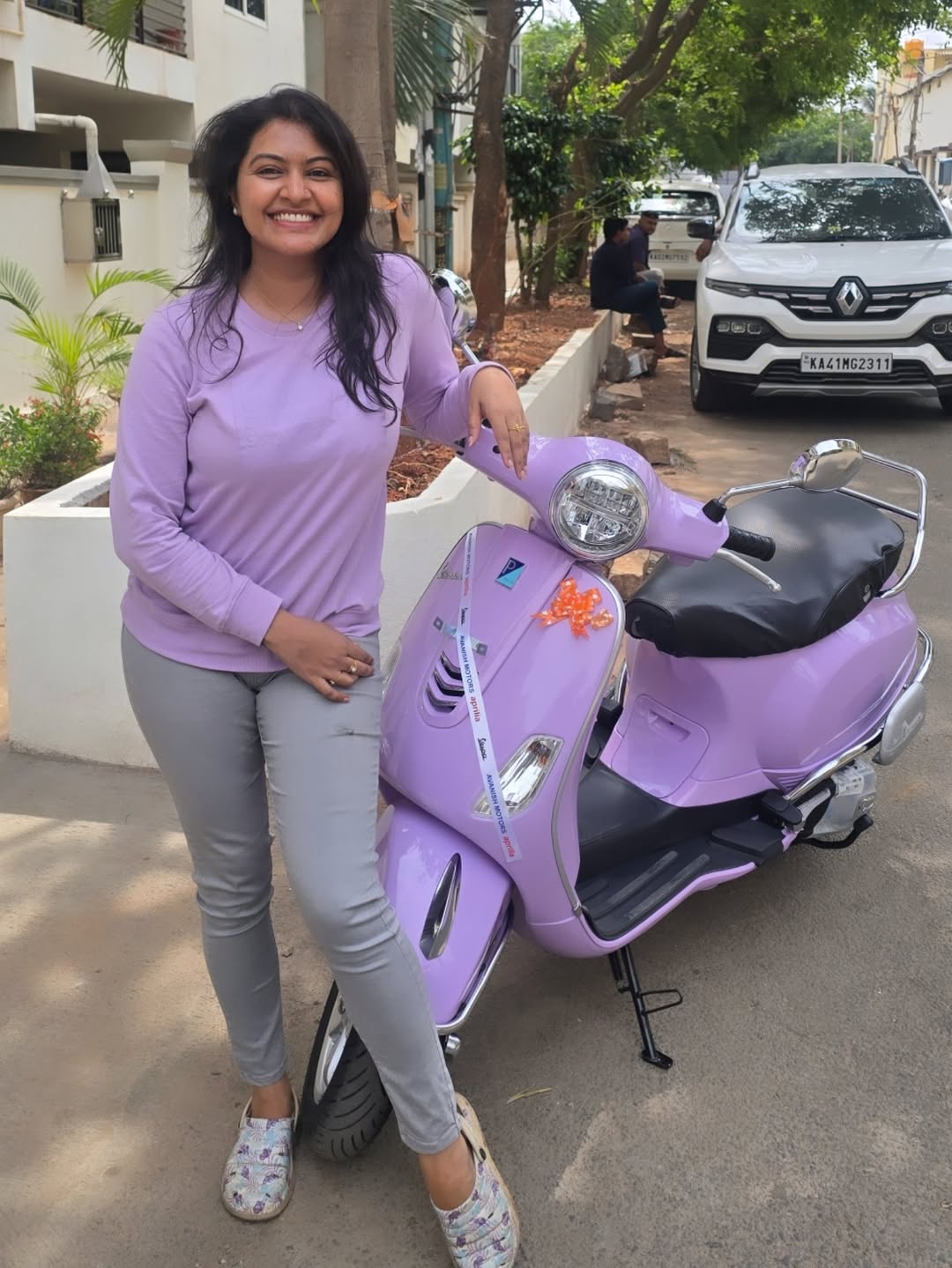 Actress Rachitha Mahalakshmi Bought New Vespa Scooter and Ask Suggest a Name For it Photos Goes Trending