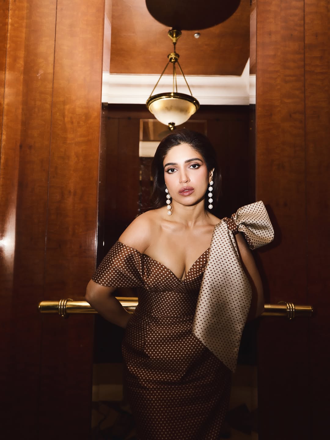 Bhumi Pednekar in a stylish polka-dot dress