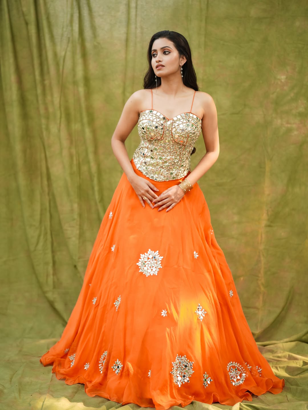Deepika Pilli sparkling orange fashion style