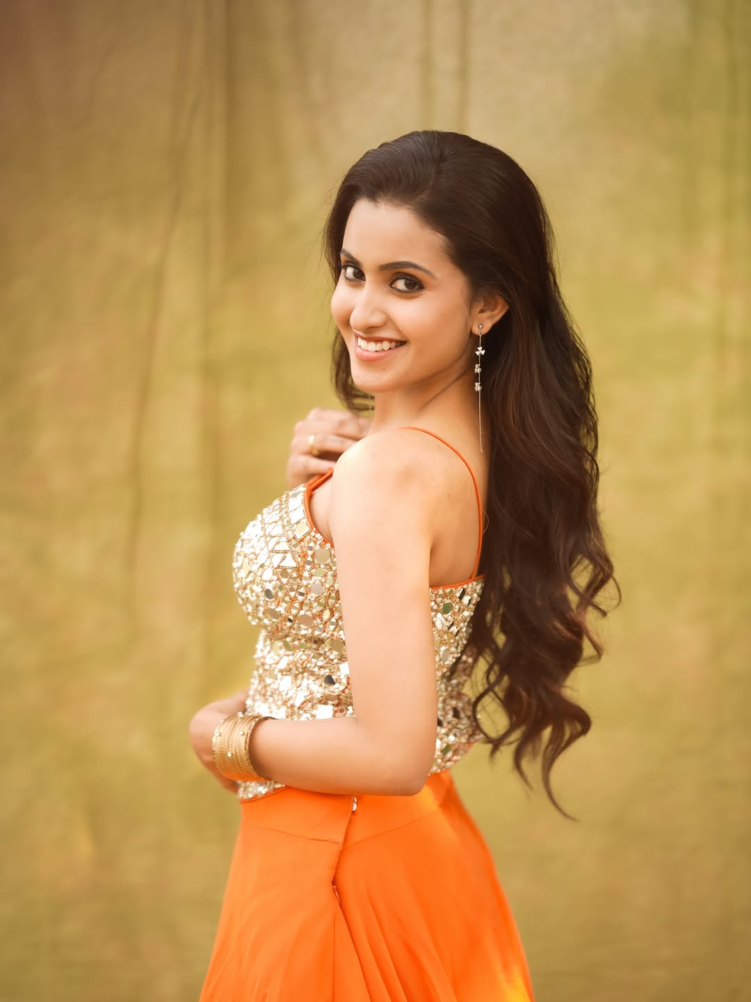 Deepika Pilli elegant orange skirt look
