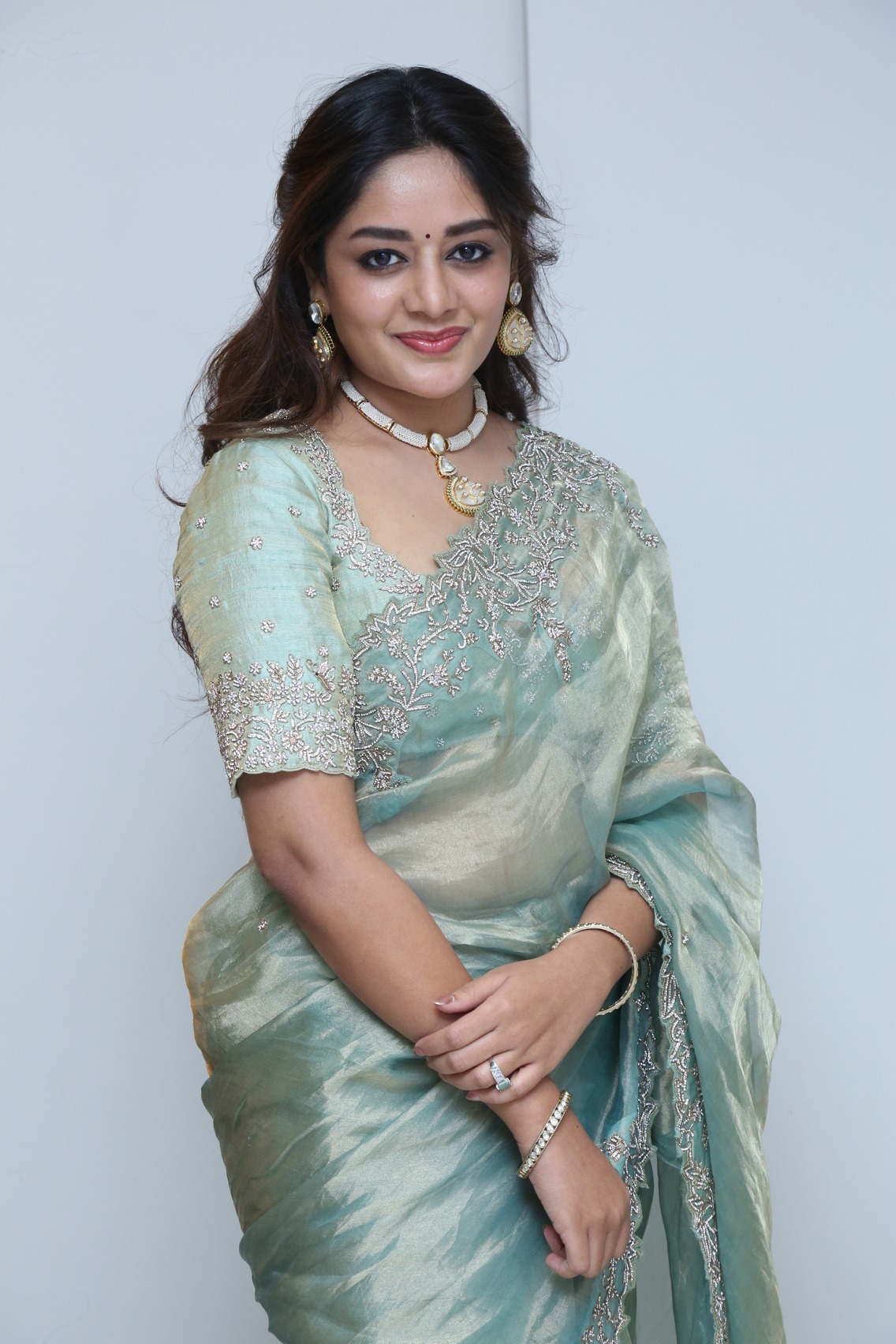 Deepshikha Chandran saree and jewelry look