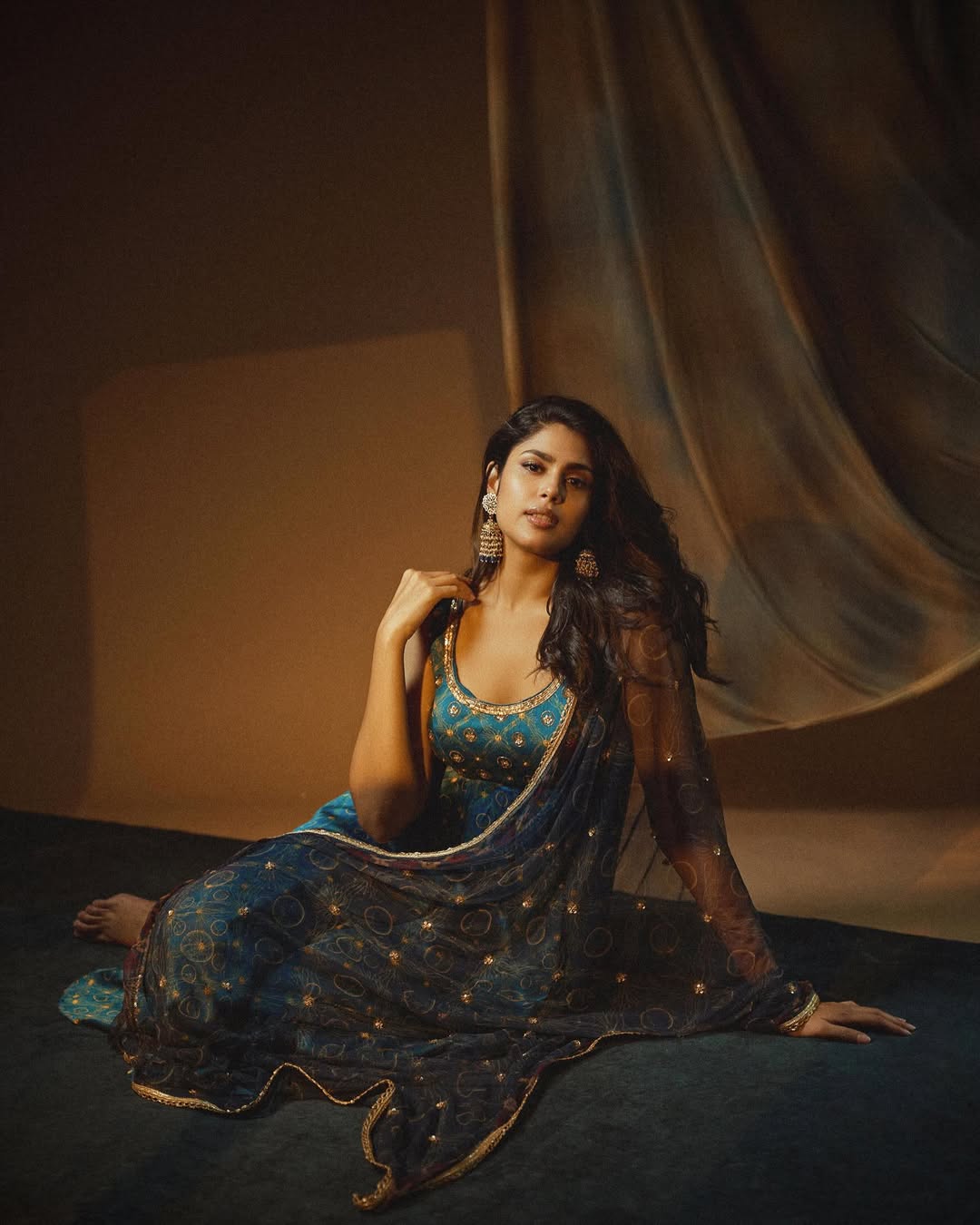 Faria Abdullah posing in classic Anarkali dress