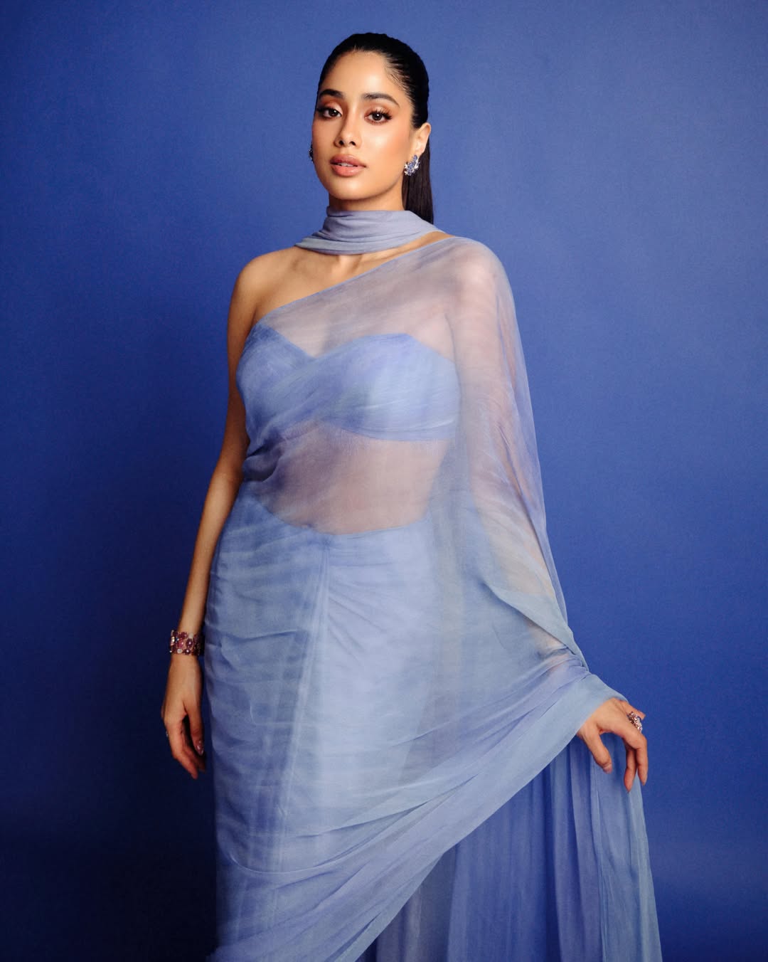 Janhvi Kapoor in lavender couture saree
