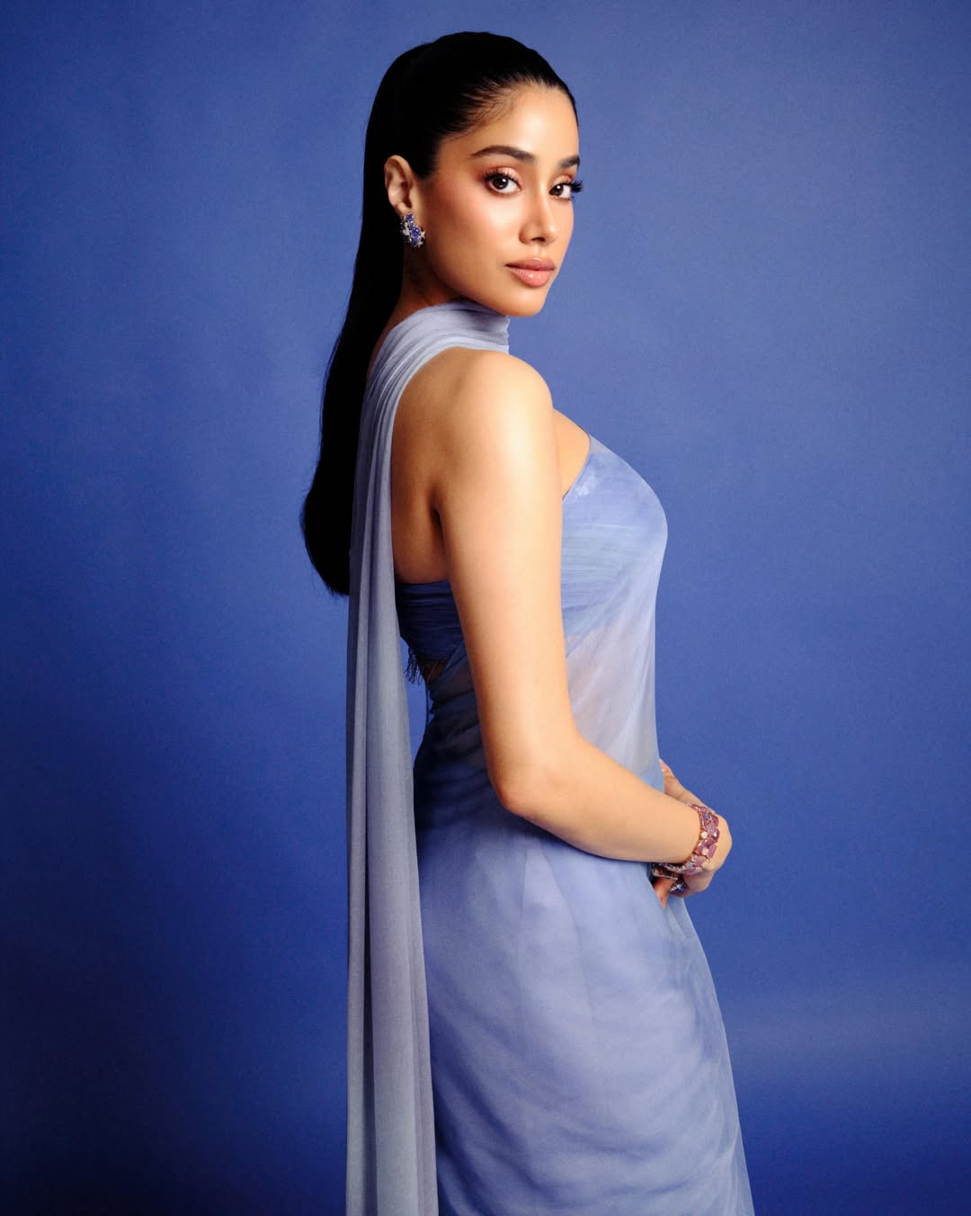 Janhvi Kapoor pastel blue fashion look