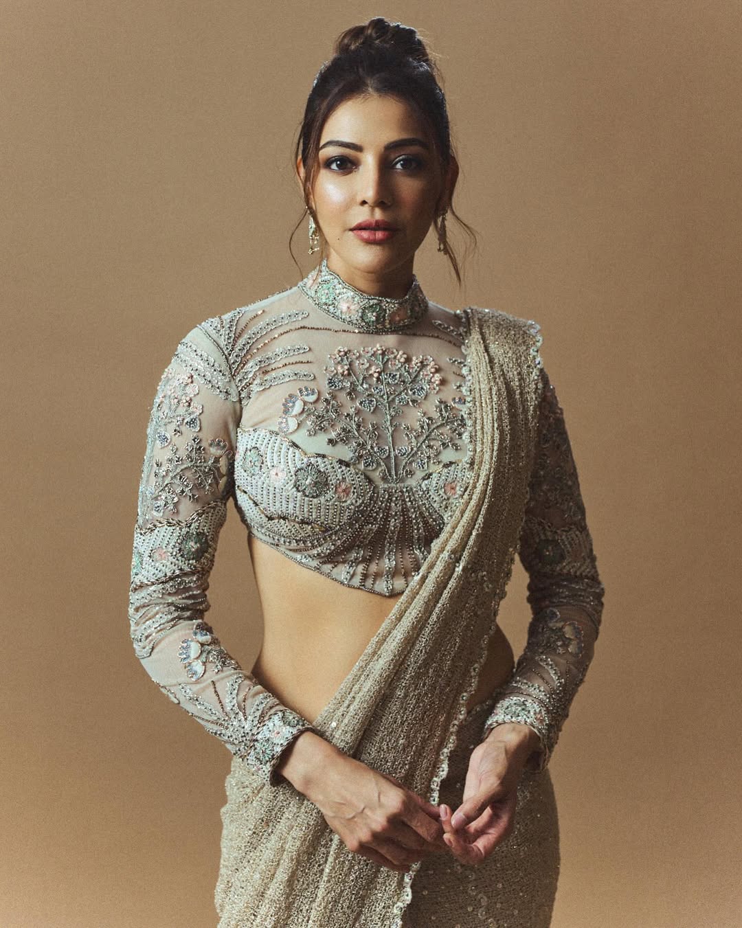 Kajal Aggarwal lehenga elegant photoshoot pose