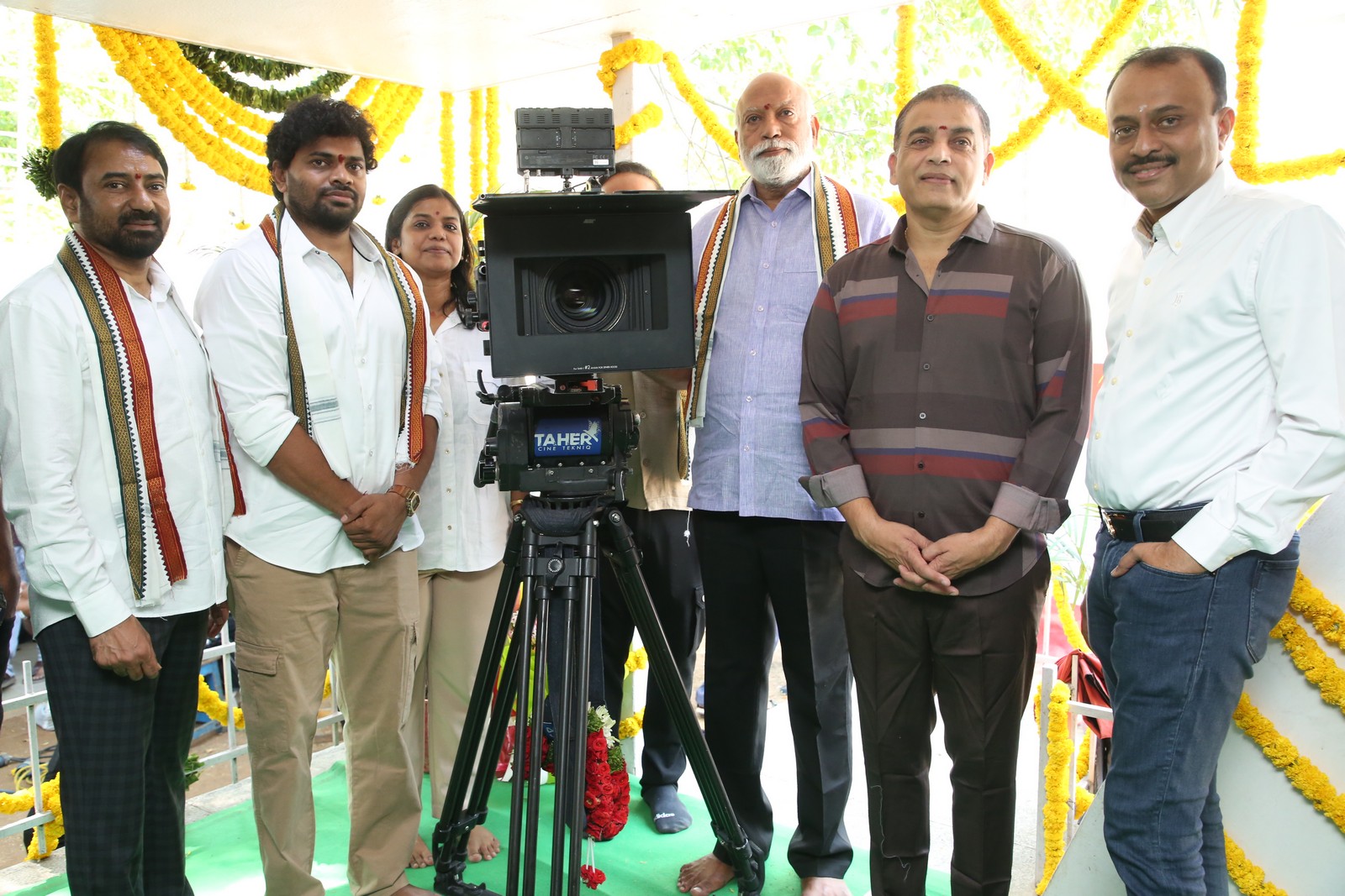 Dil Raju with DOP and film team