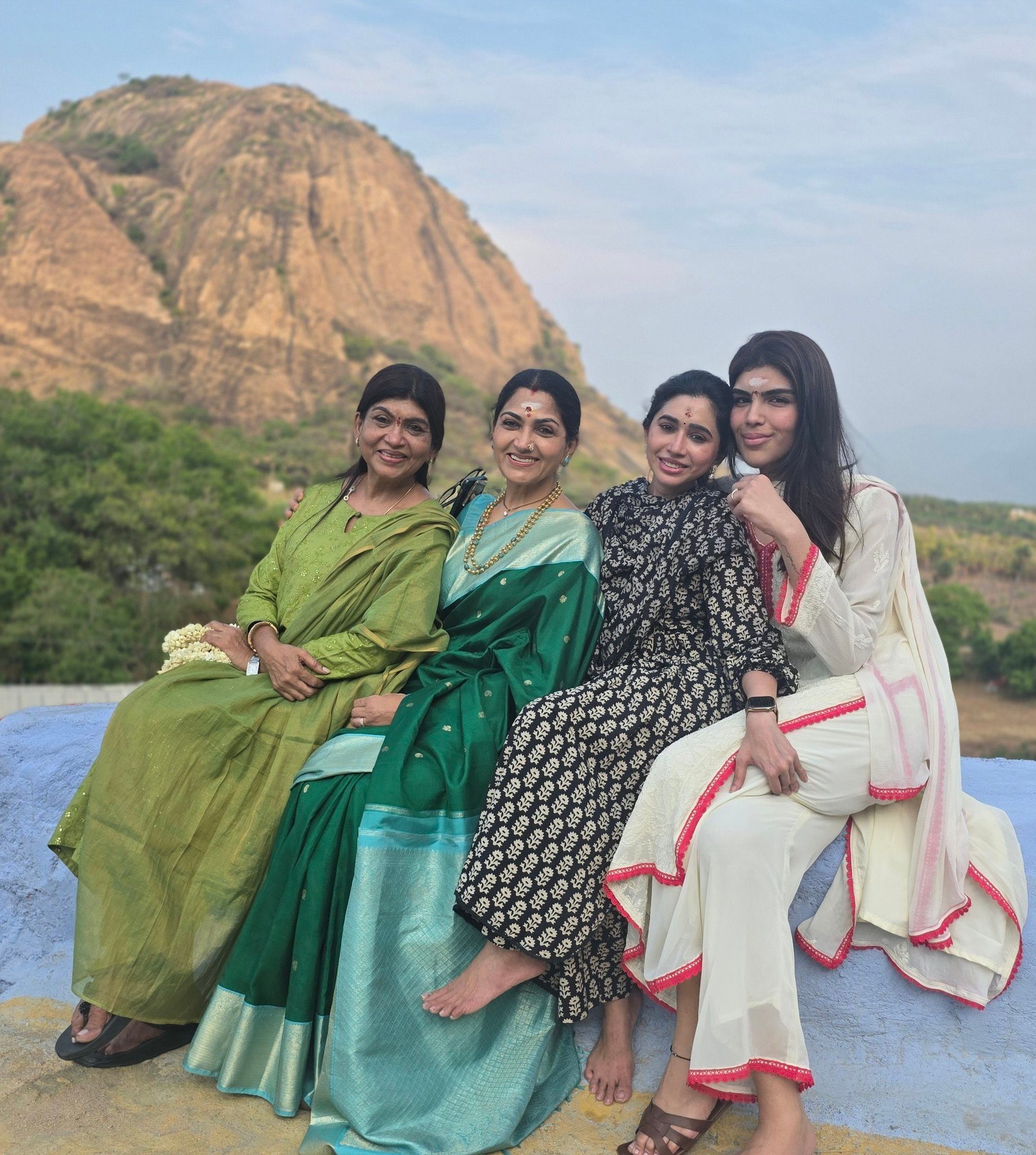 Khushbu, Sundar C Visit Palani Murugan Temple with Aarthi Ravi, Photos Go Viral
