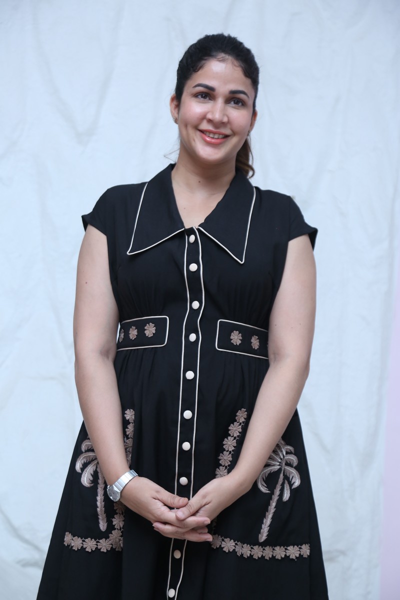 Lavanya Tripathi in classy black dress with stylish embroidered design
